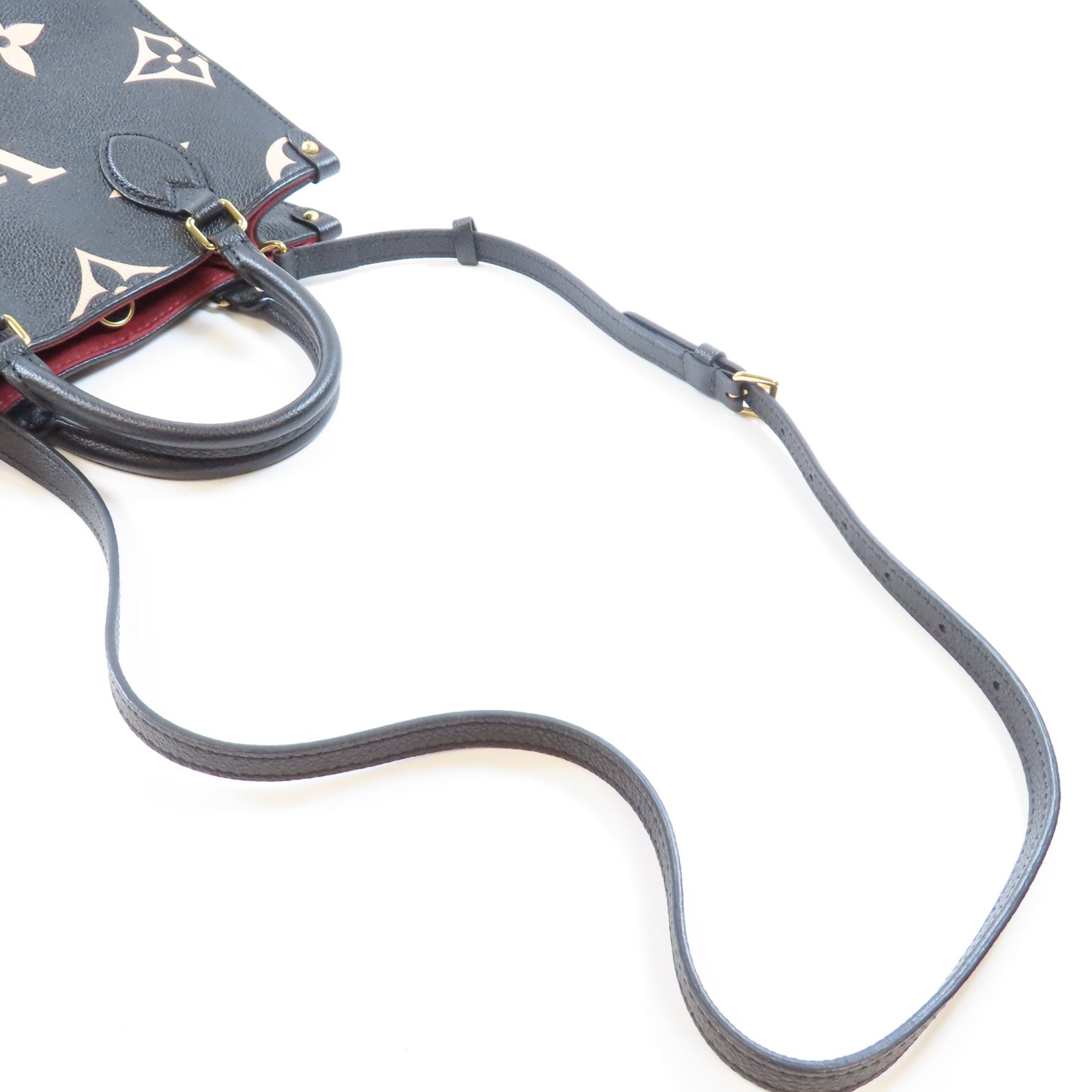 LOUIS VUITTON Monogram Empreinte OnTheGo PM金扣手挽肩背兩用袋黑色/米色