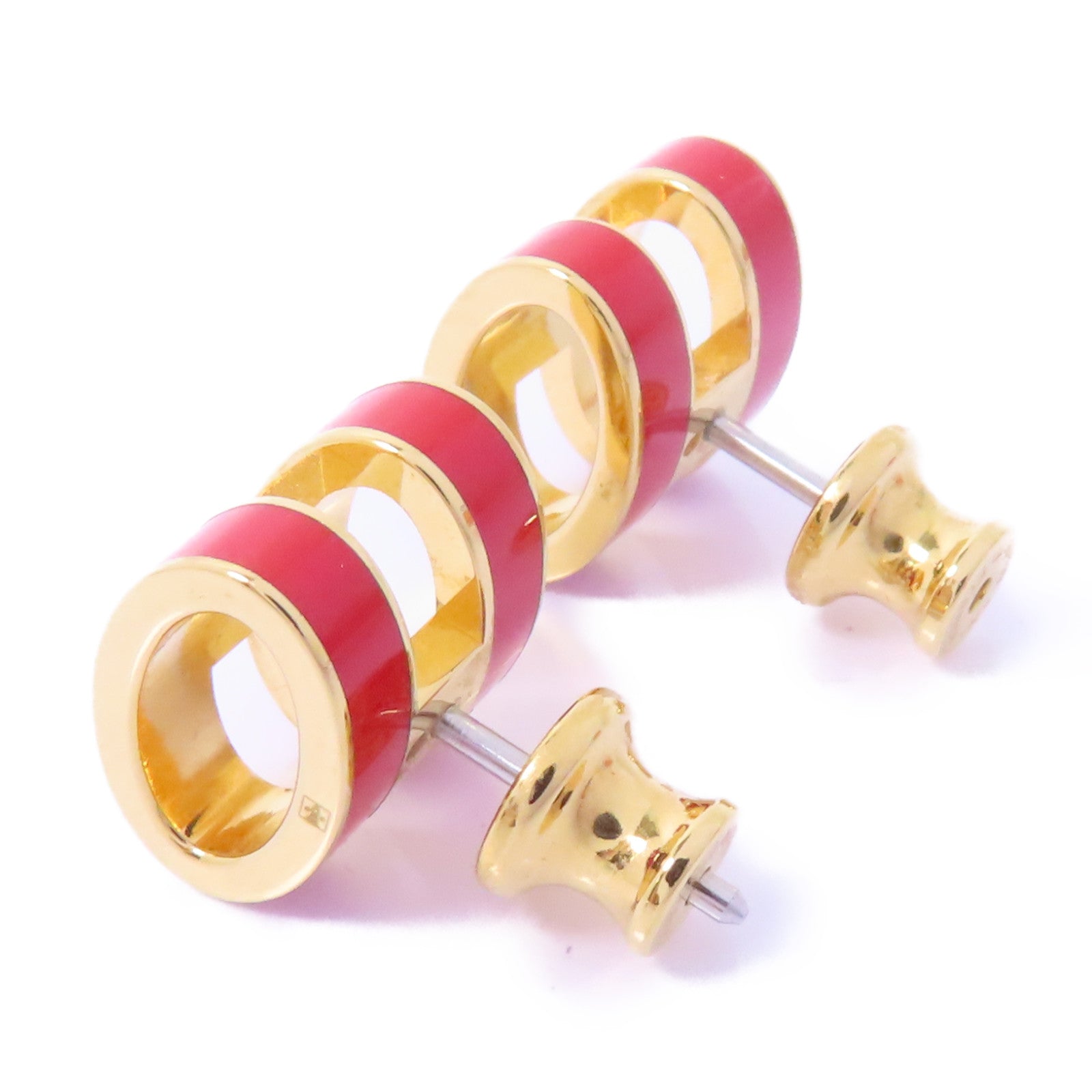HERMES 金屬Pop H Earrings耳環紅色/金色