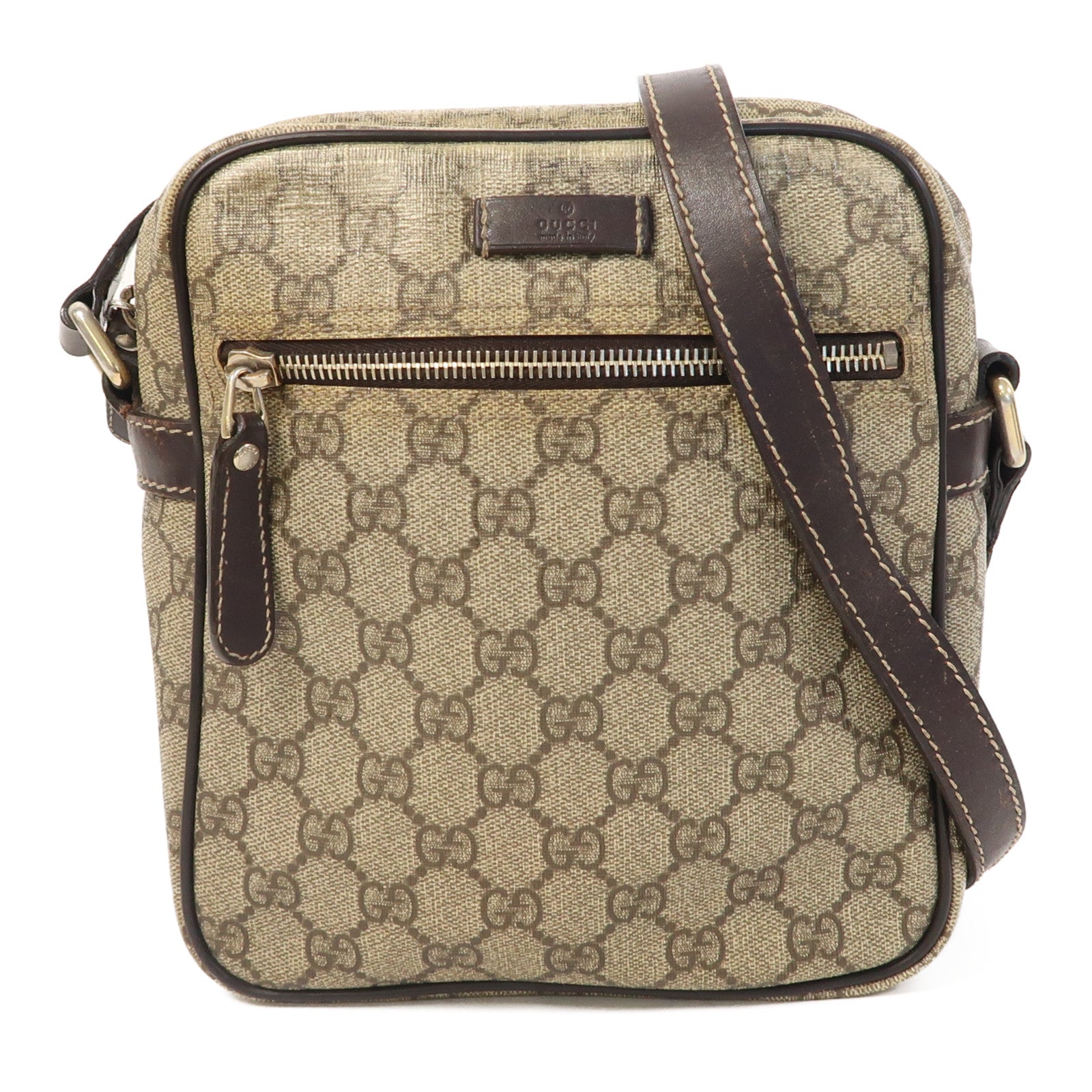 GUCCI 【激減優惠】塗層帆布Shoulder Bag金扣啡色