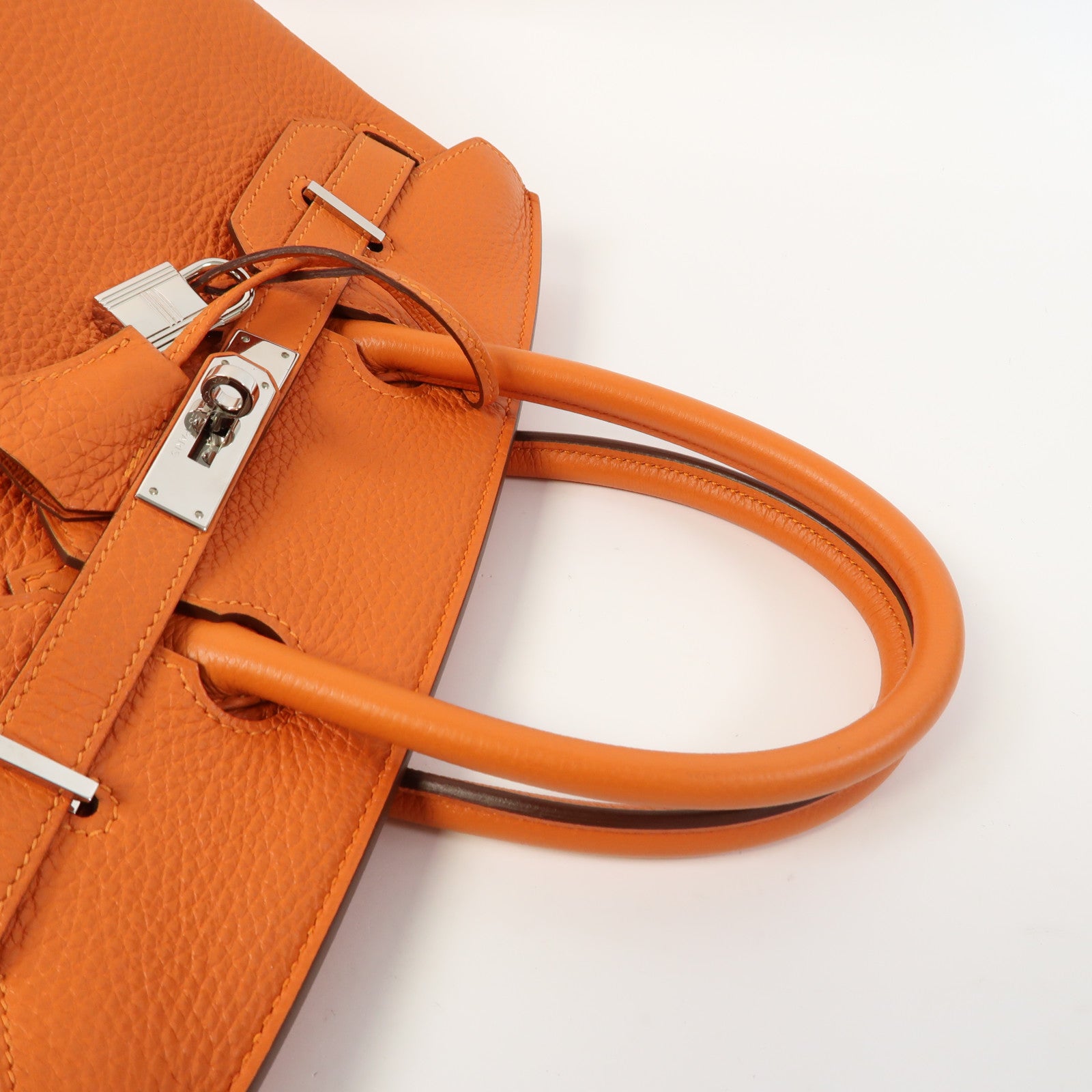 HERMES Togo皮革Birkin 30銀扣手挽袋橙色