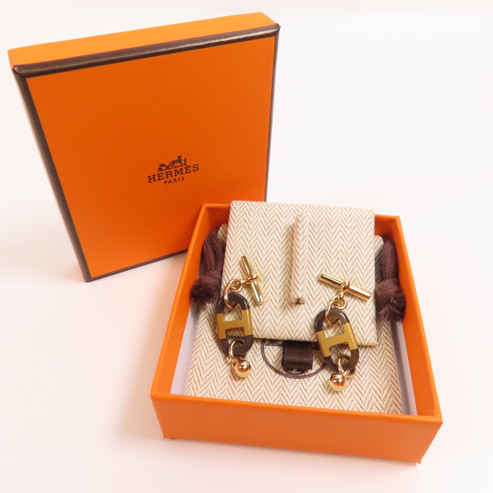HERMES 金屬/水牛角Sur Mer Earrings耳環