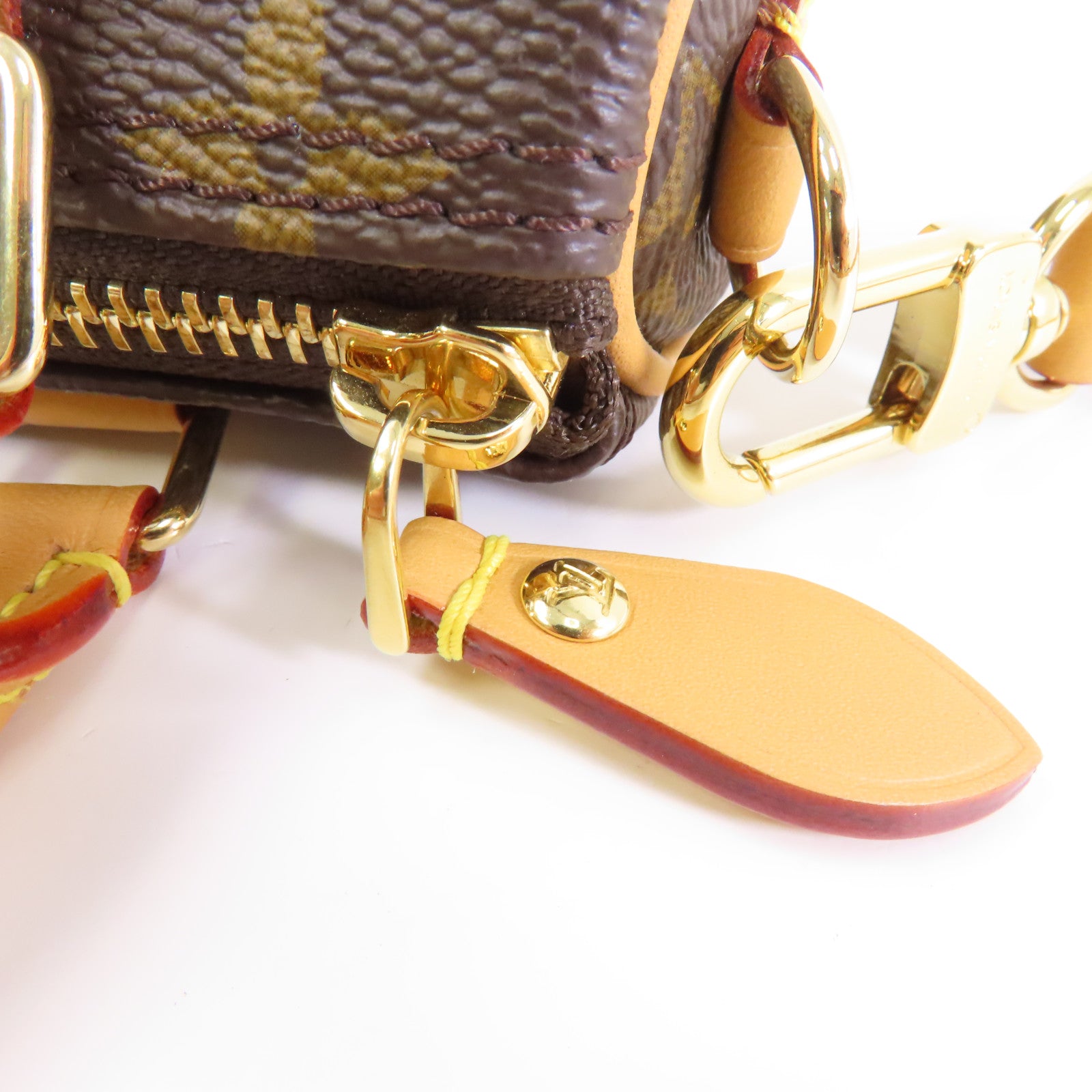 LOUIS VUITTON Monogram Nano Speedy金扣手挽肩背兩用袋啡色