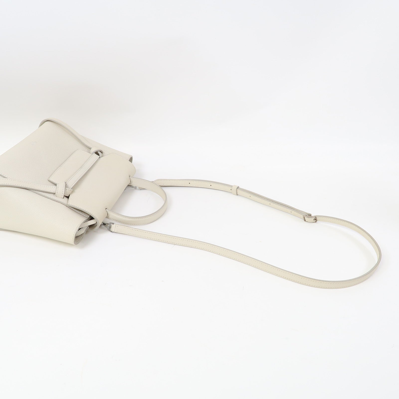 CELINE 牛皮皮革Hand Bag銀扣手挽肩背兩用袋米白色