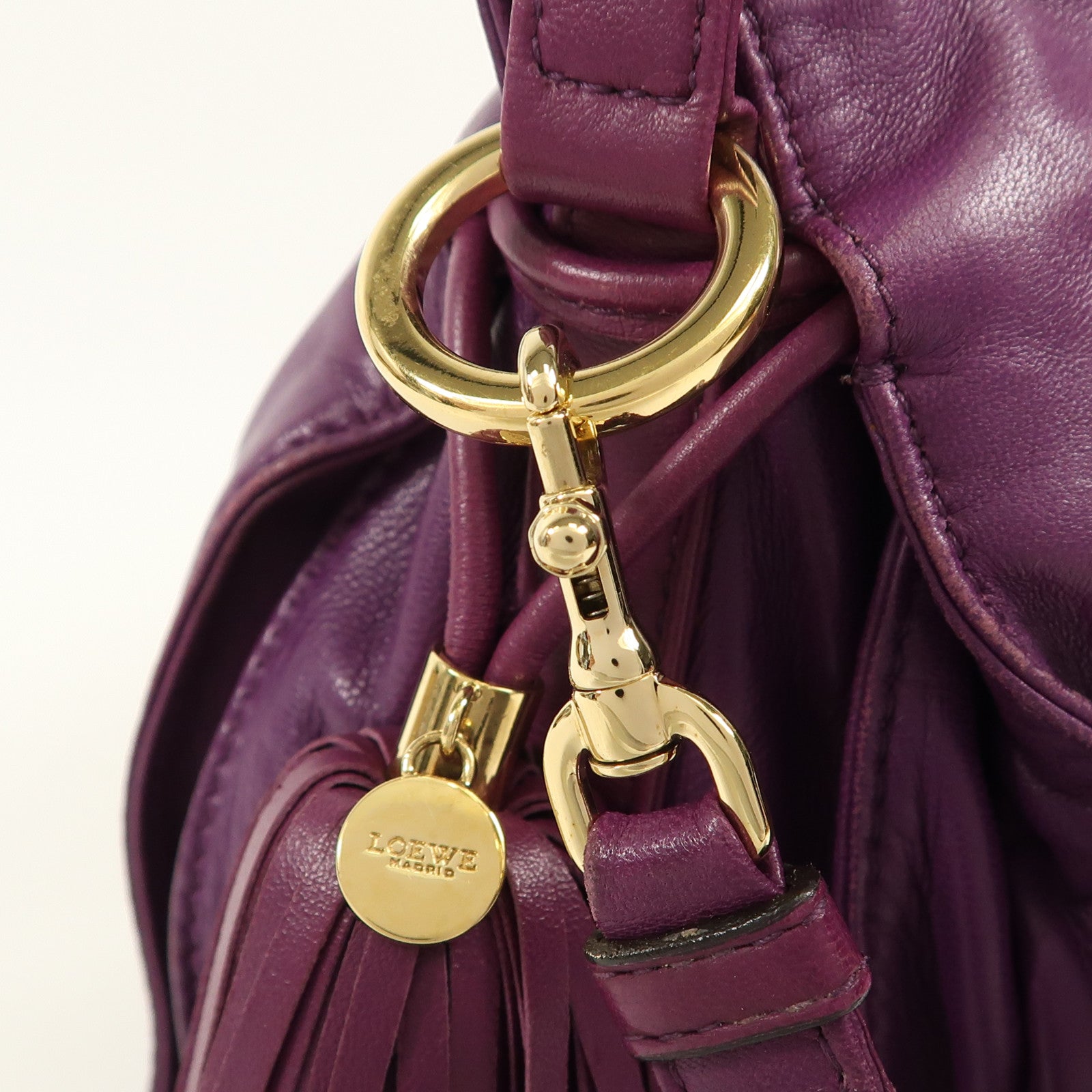 LOEWE GHW Shoulder Bag Lambskin Leather Purple