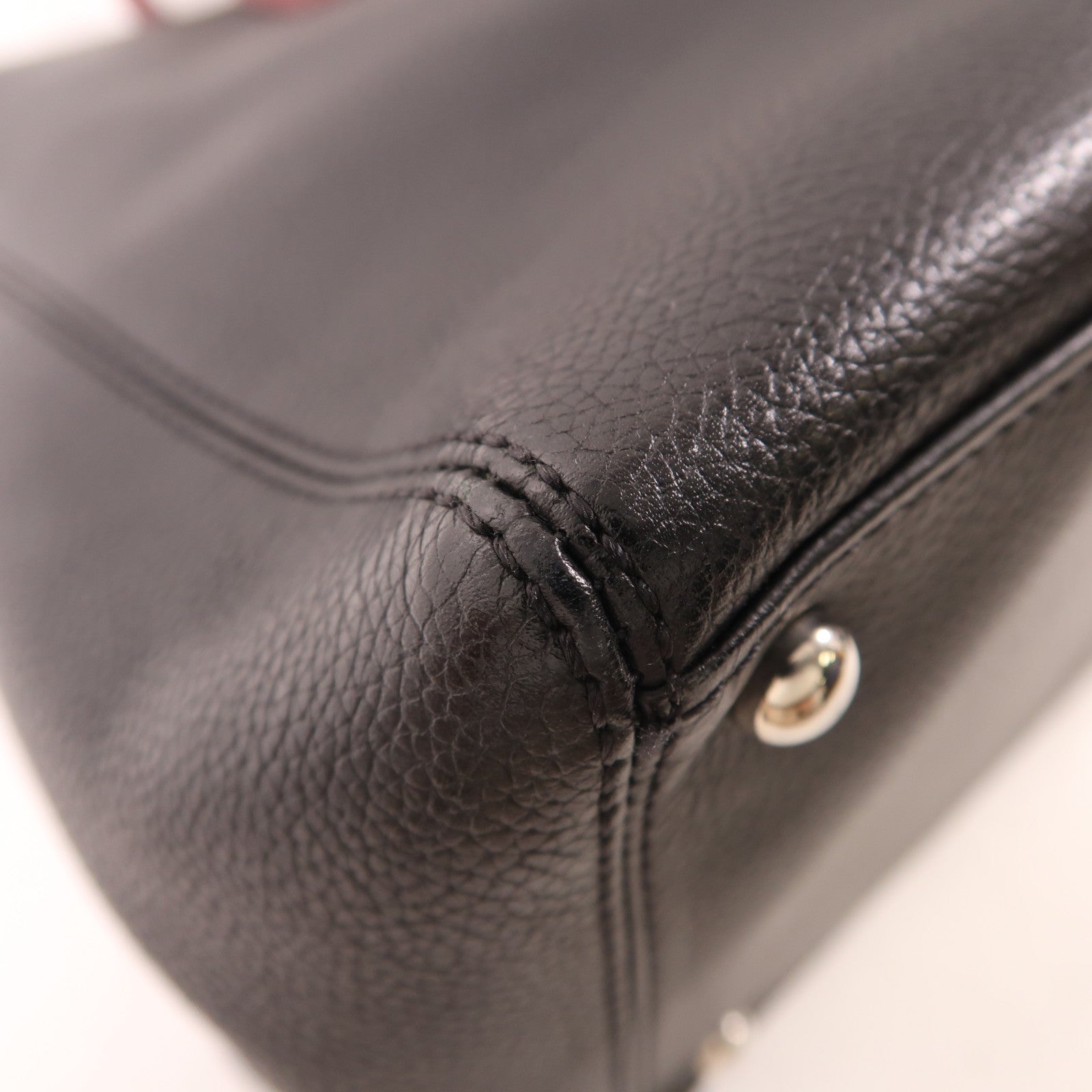 CHANEL CC SHW 2 Way Shoulder Bag Handbag Calfskin Black Red