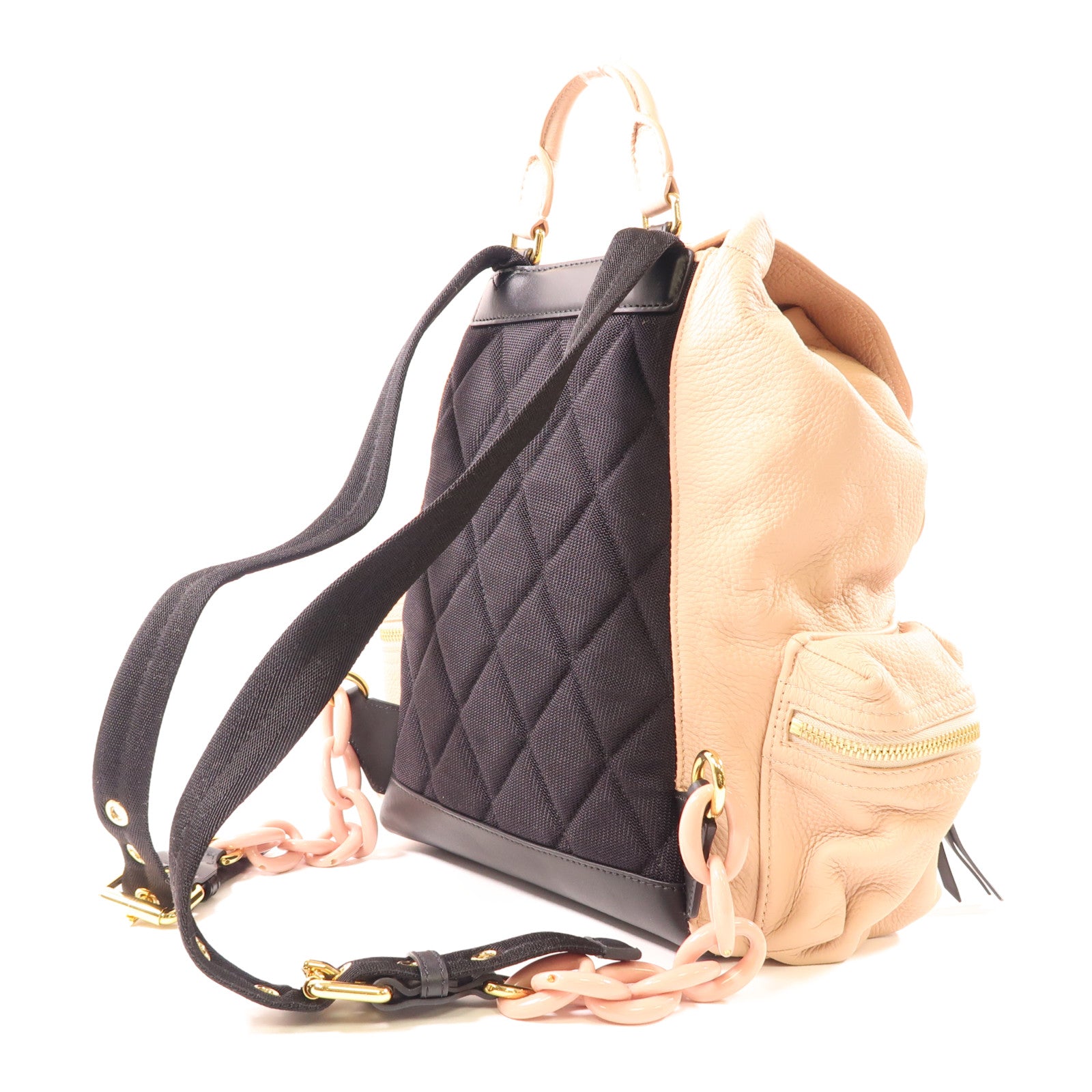 BURBERRY 牛皮皮革Backpack金扣背包粉紅色