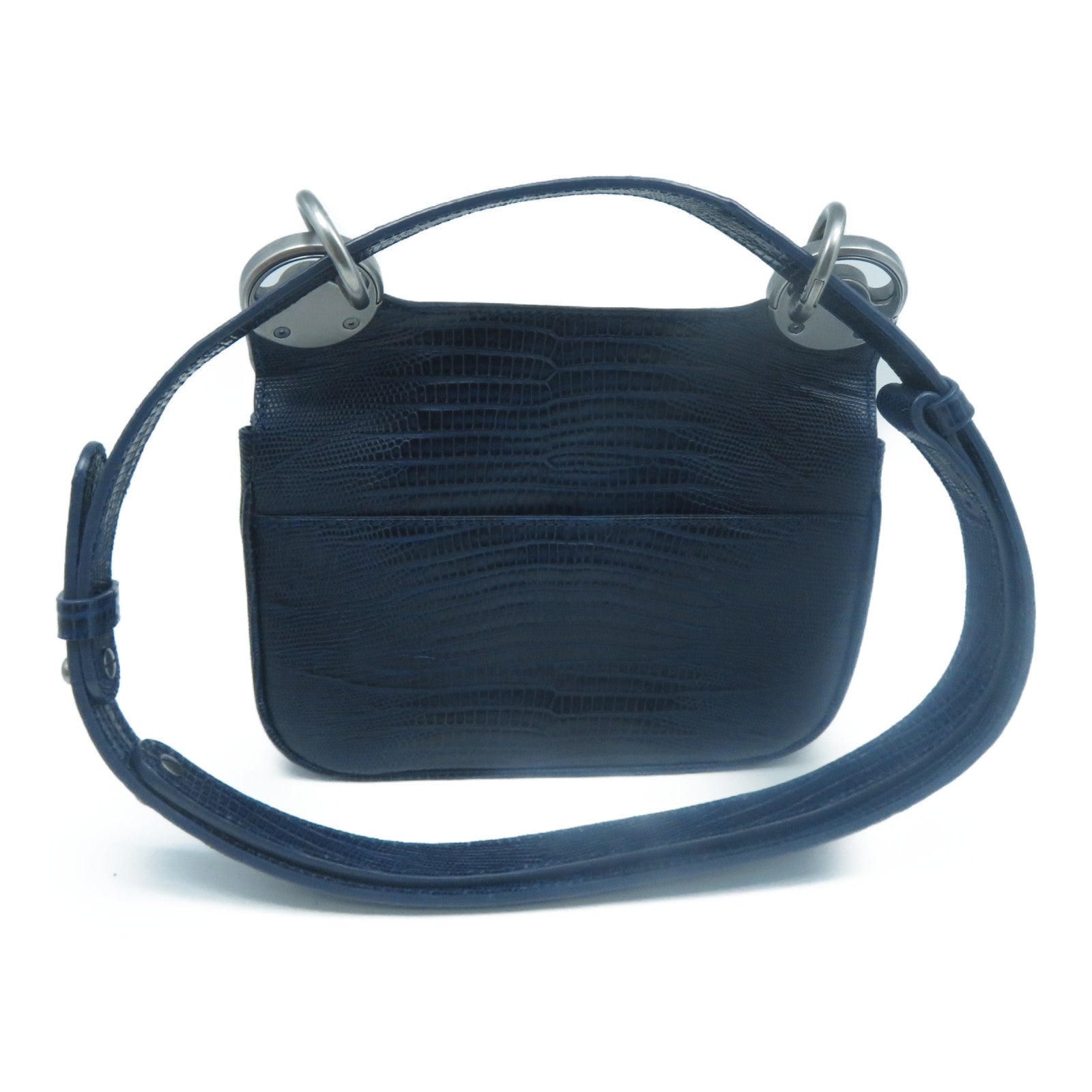 SELECTION 【激減優惠】牛皮皮革Shoulder Bag銀扣肩背袋藍色