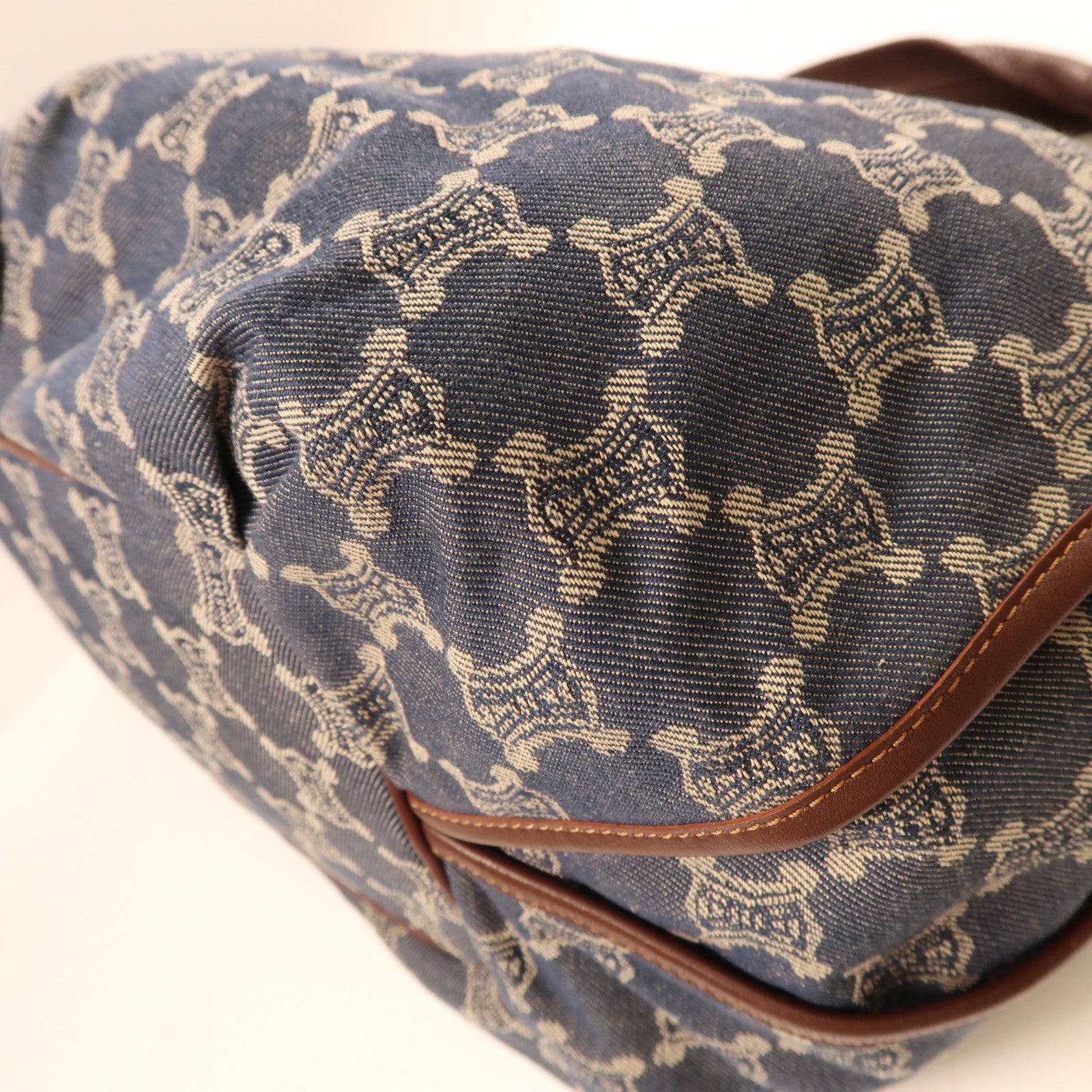 CELINE GHW Shoulder Bag Denim Leather Blue
