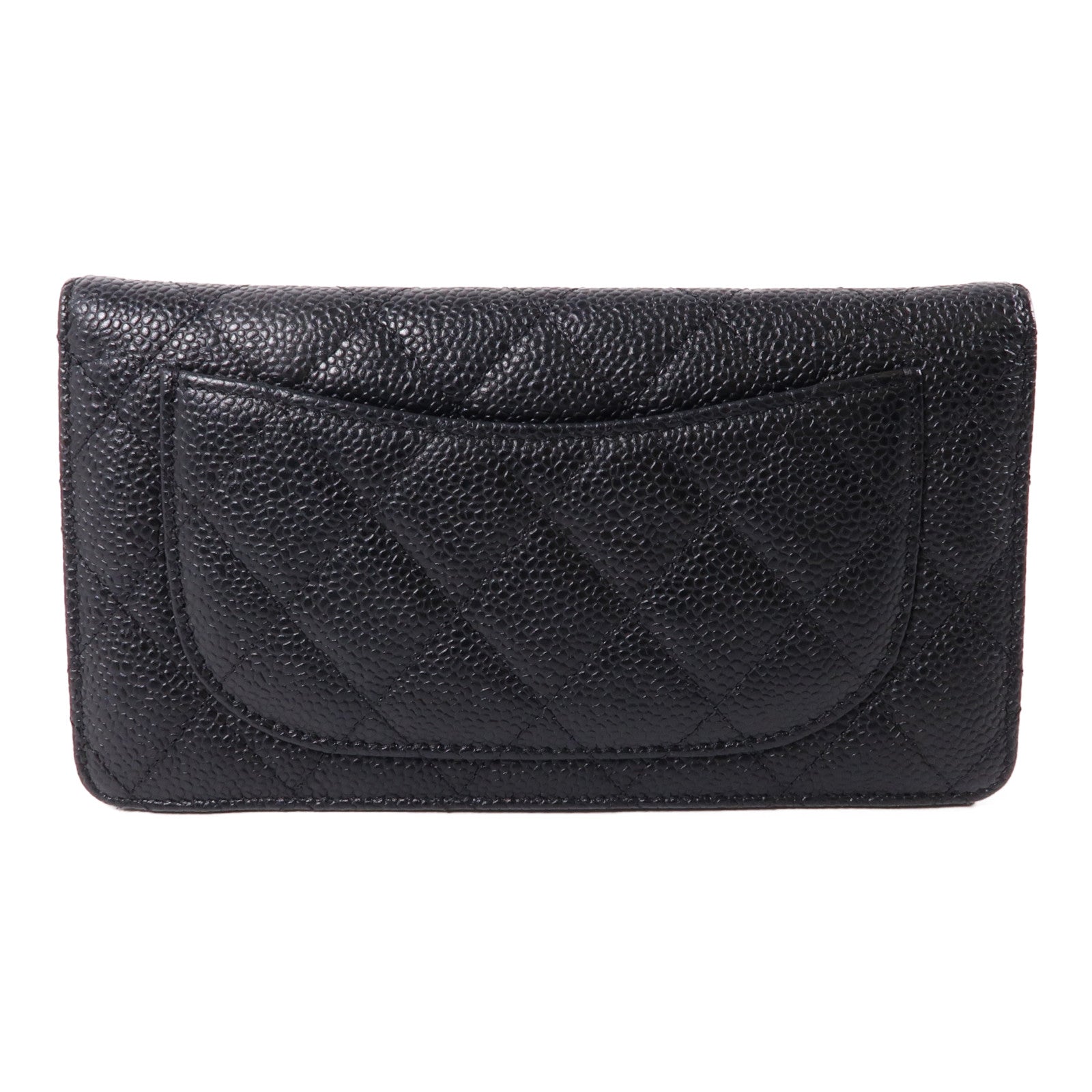 CHANEL 牛皮皮革Wallet金扣長錢包黑色