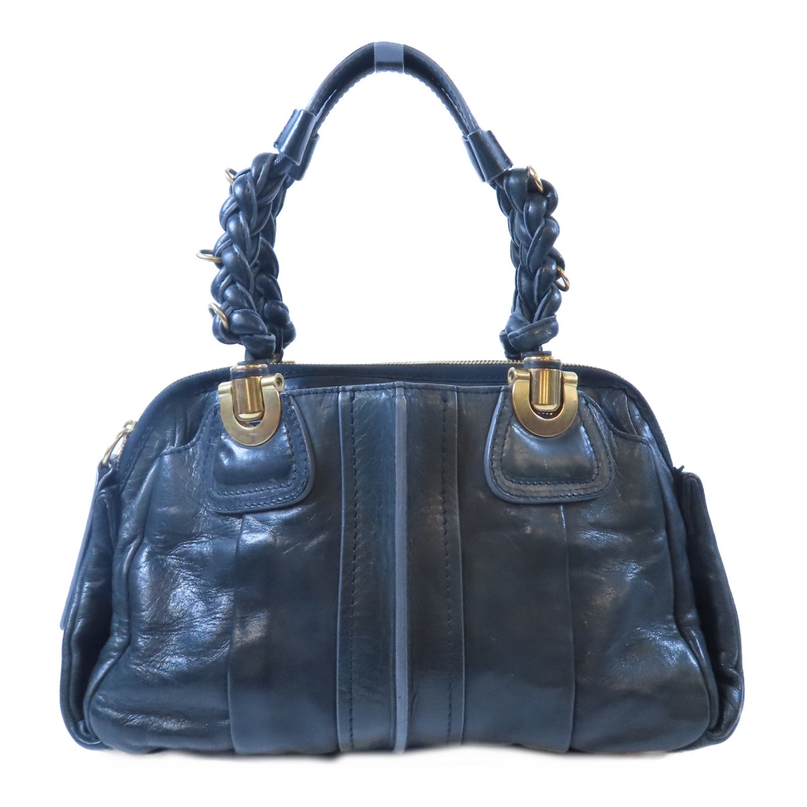 Chloe 牛皮皮革Shoulder Bag金扣肩背袋黑色