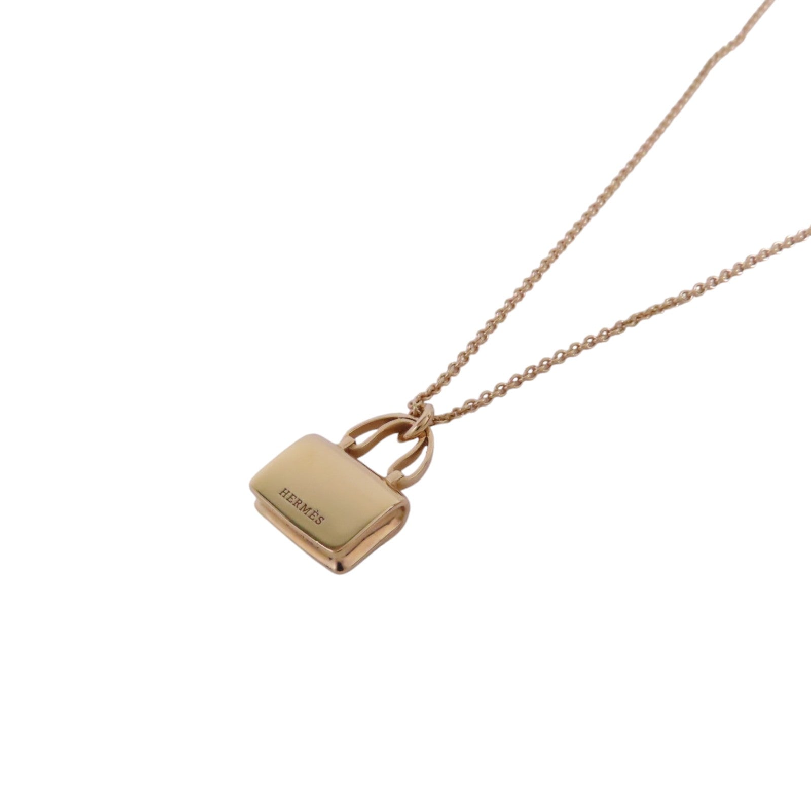 HERMES GHW Amulettes Constance Diamond Necklace 18K Rose Gold