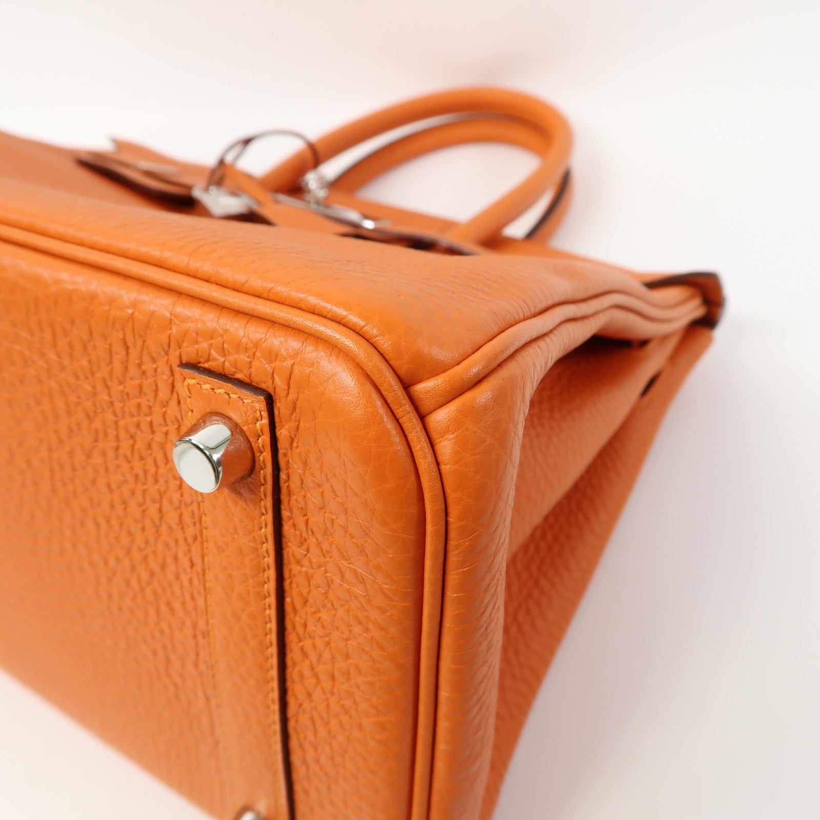 HERMES Togo皮革Birkin 30銀扣手挽袋橙色