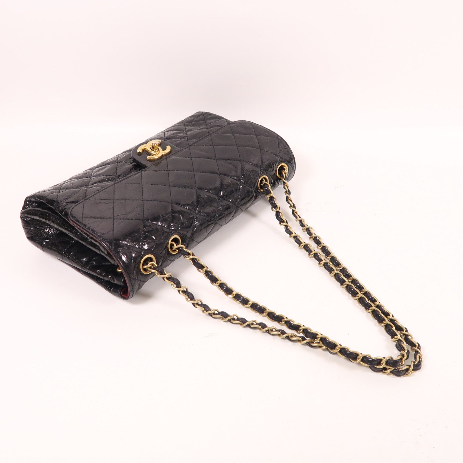 CHANEL 牛皮皮革Chain Shoulder金扣鏈帶肩背袋