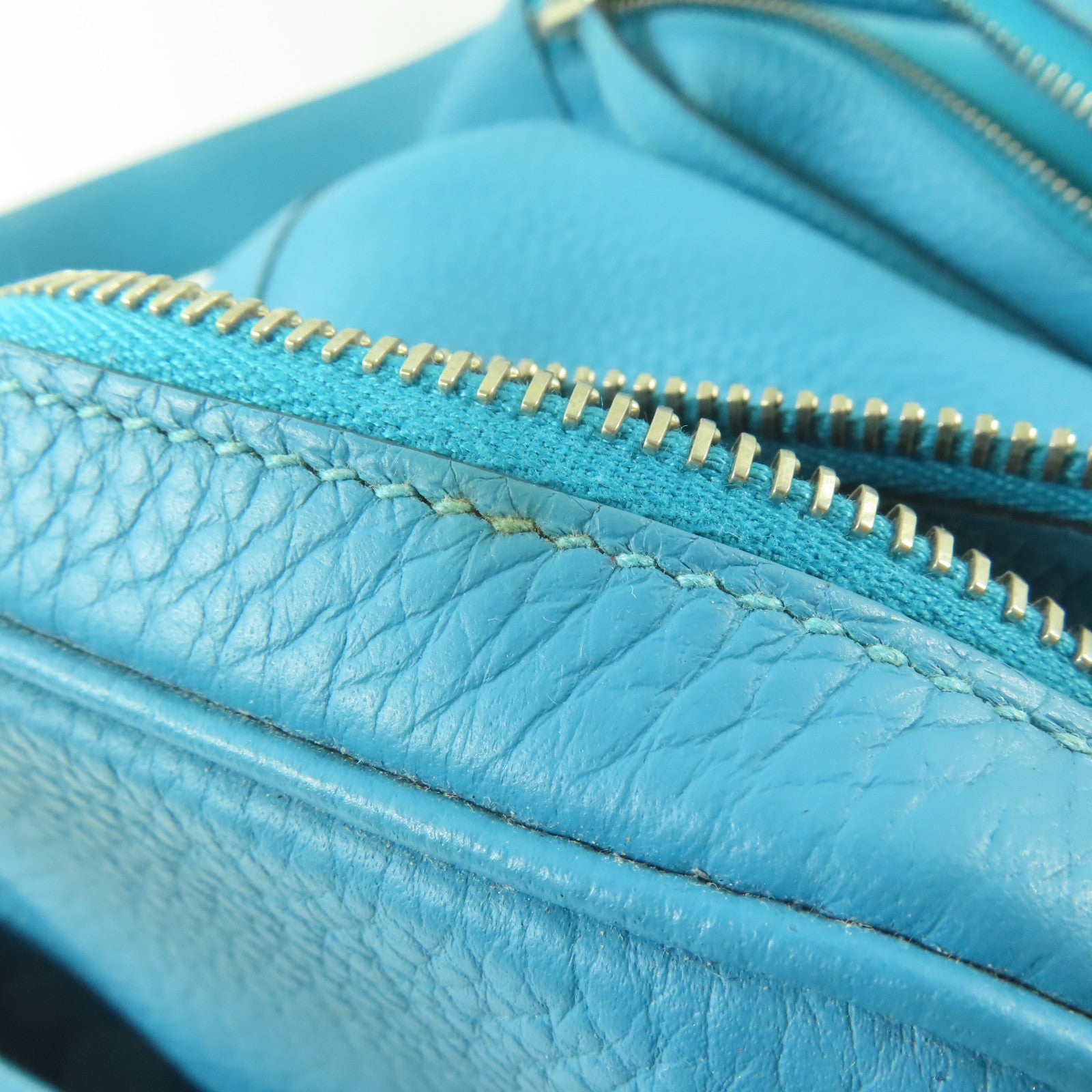 HERMES Clemence皮革Lindy 30銀扣手挽肩背兩用袋Turquoise/綠松石色