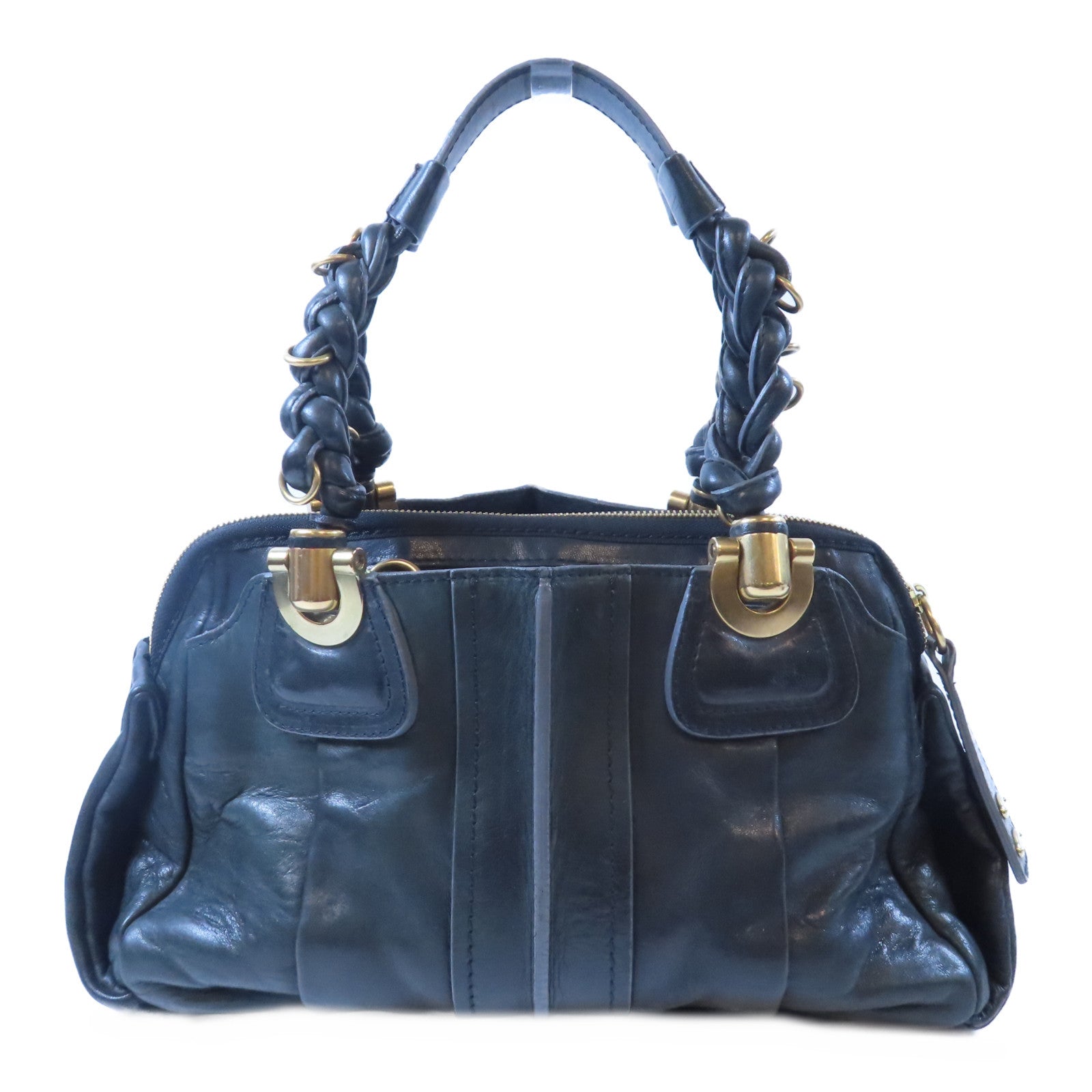 Chloe 牛皮皮革Shoulder Bag金扣肩背袋黑色