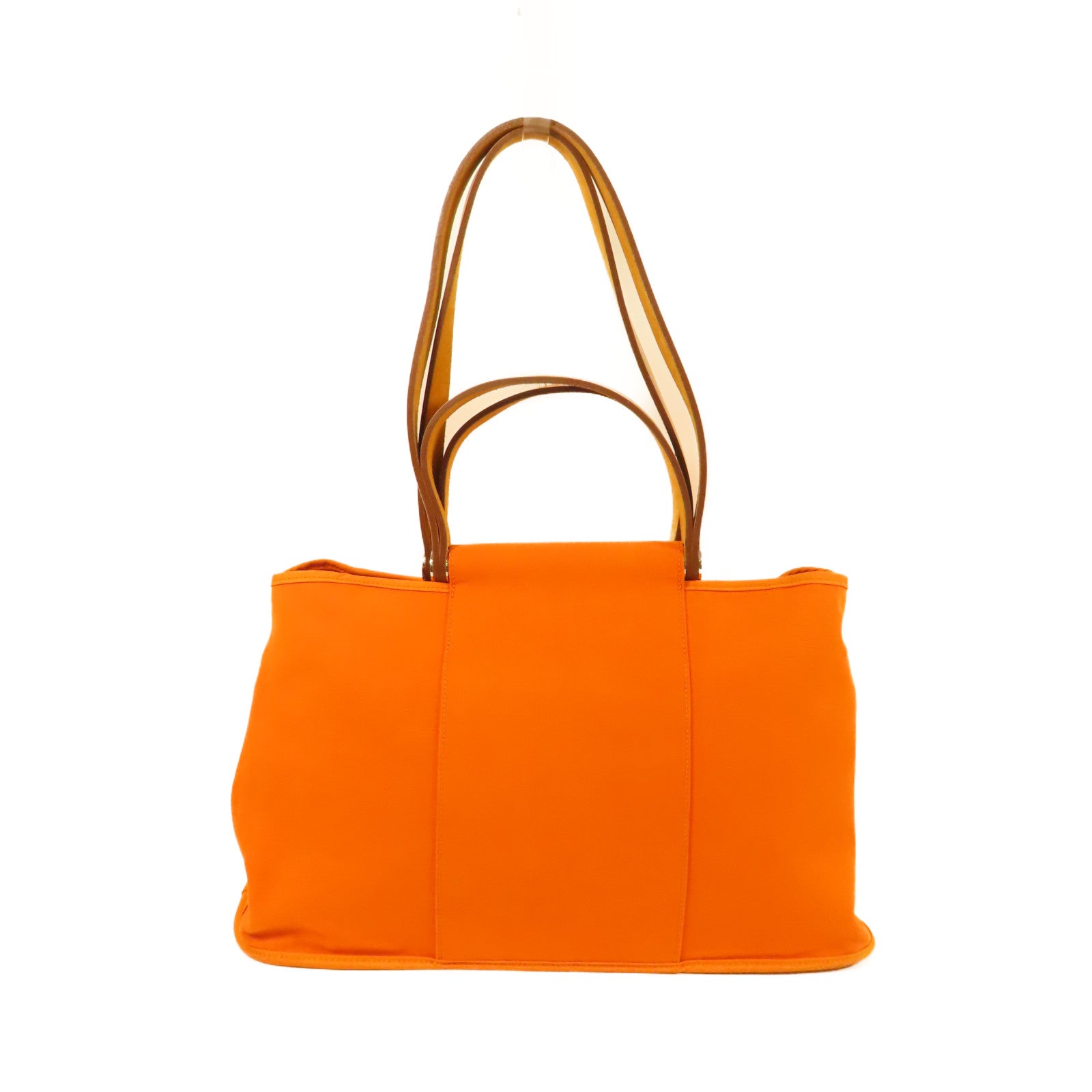 HERMES 帆布Cabag銀扣手挽肩背兩用袋Orange