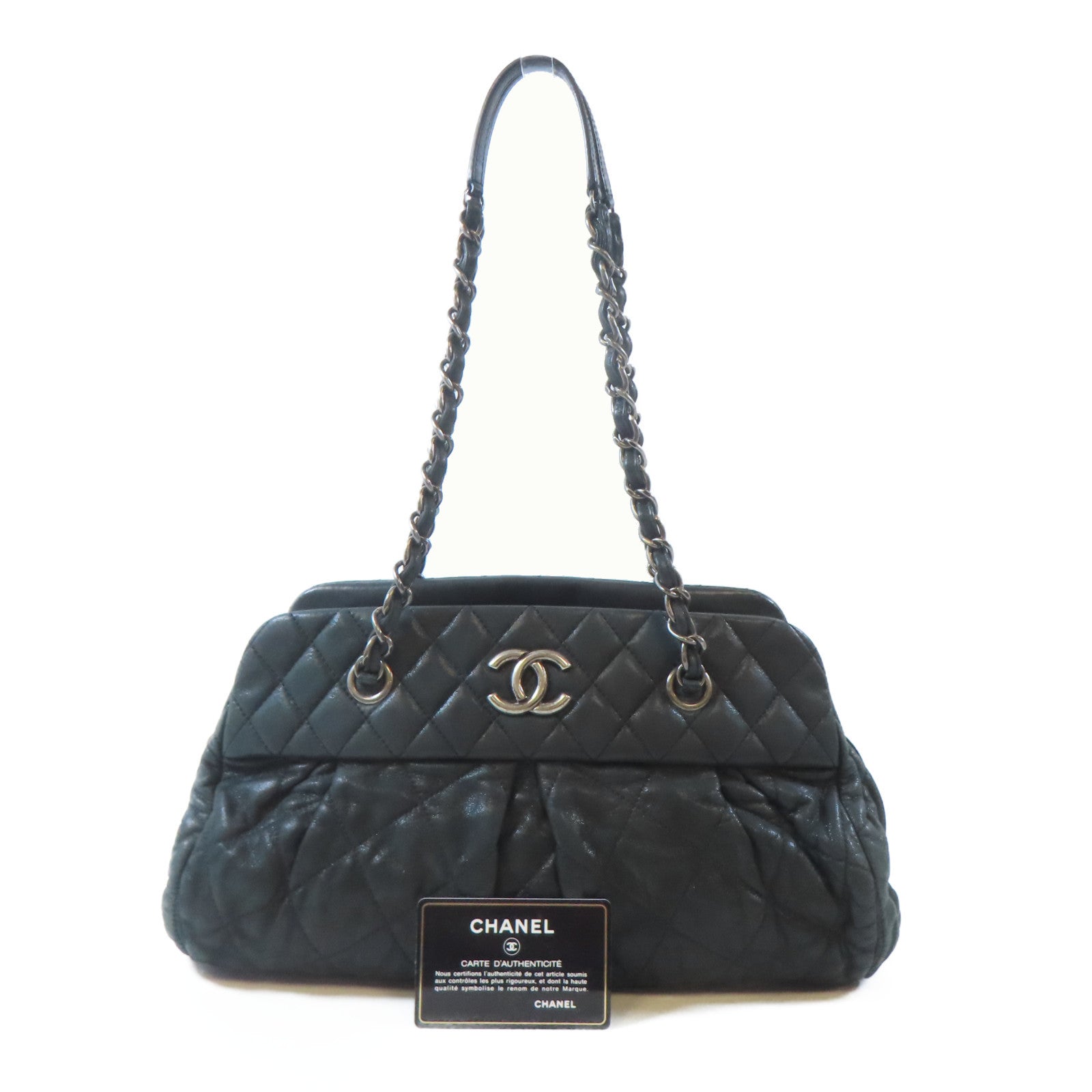CHANEL 【激減優惠】菱格牛皮皮革Chain Shoulder Bag鏈帶肩背袋深綠色