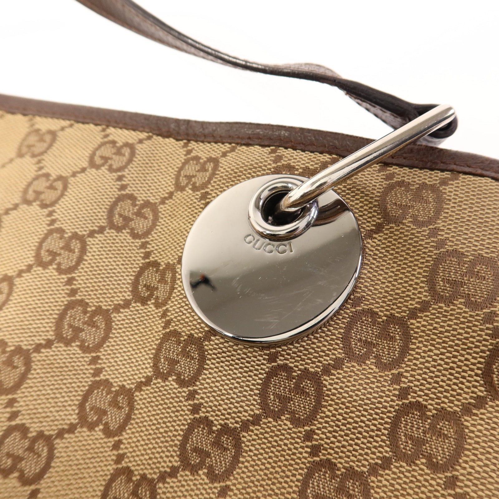 GUCCI 帆布Shoulder Bag銀扣肩背袋
