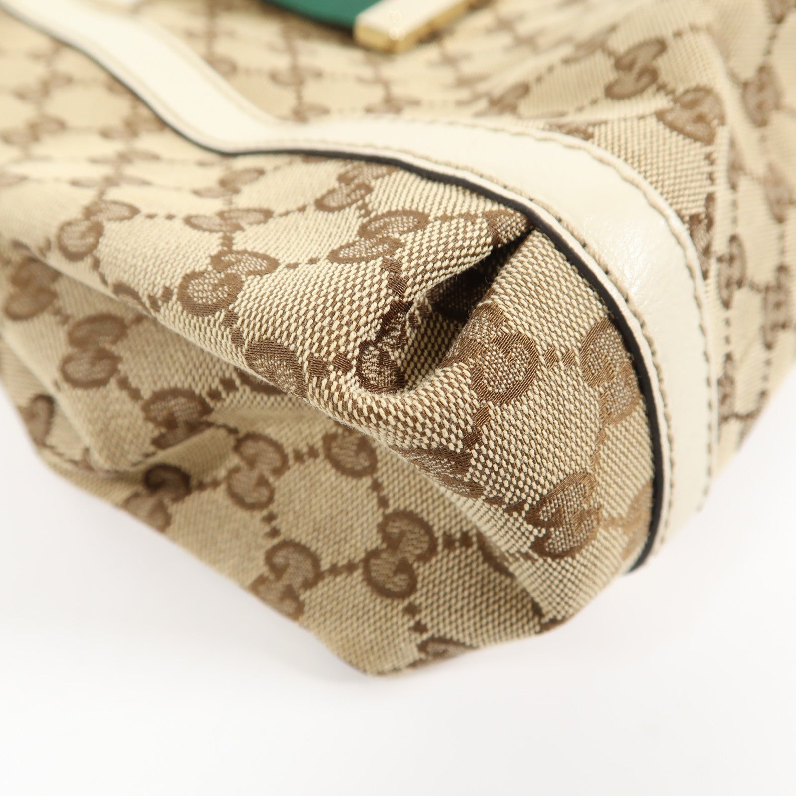 GUCCI 帆布Web Flap Tote銀扣手挽袋