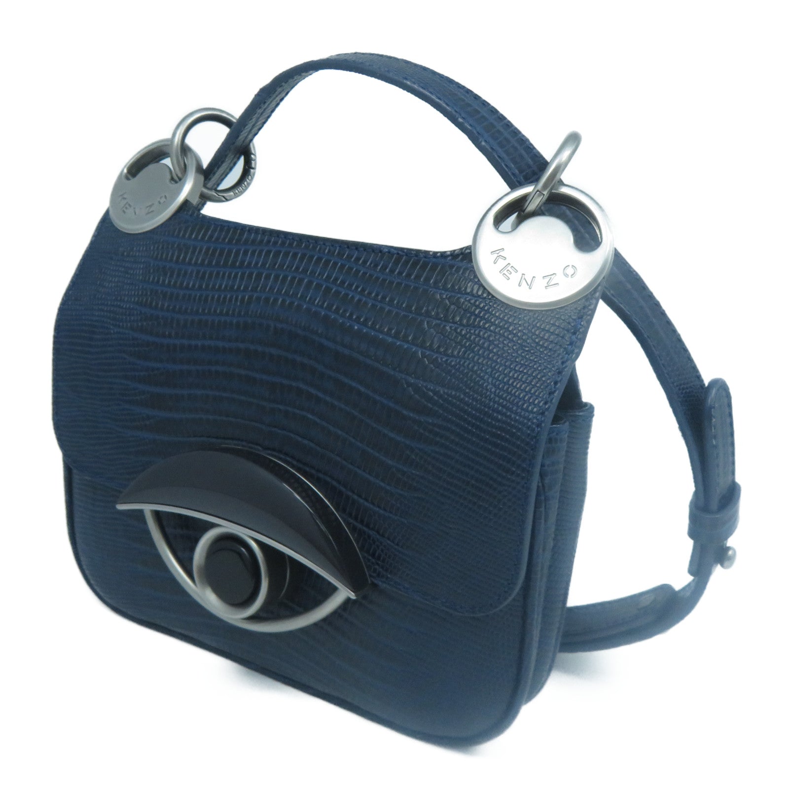 SELECTION 【激減優惠】牛皮皮革Shoulder Bag銀扣肩背袋藍色