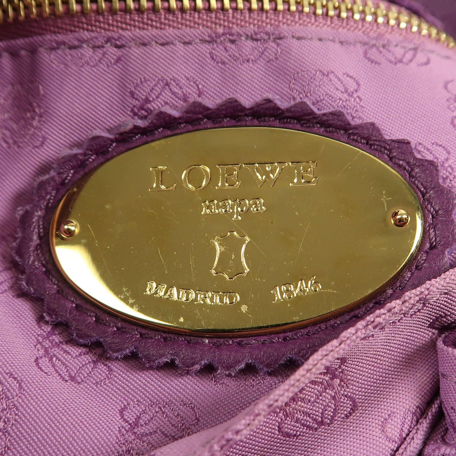 LOEWE GHW Shoulder Bag Lambskin Leather Purple