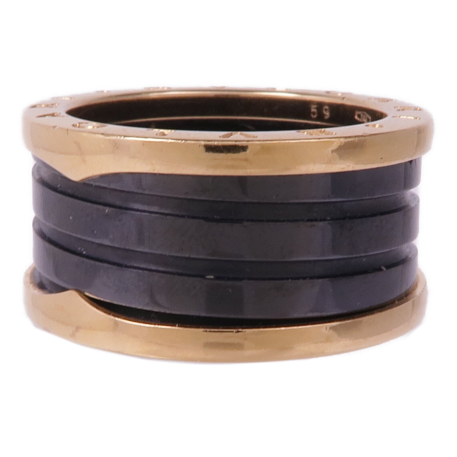 BVLGARI 18K玫瑰金/陶瓷B-zero 3 Band Ring戒指BVLGARI#59/US#8