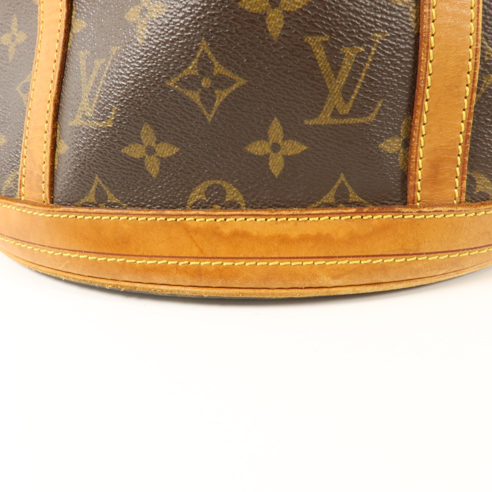LOUIS VUITTON Monogram Bucket GM金扣手挽袋棕色