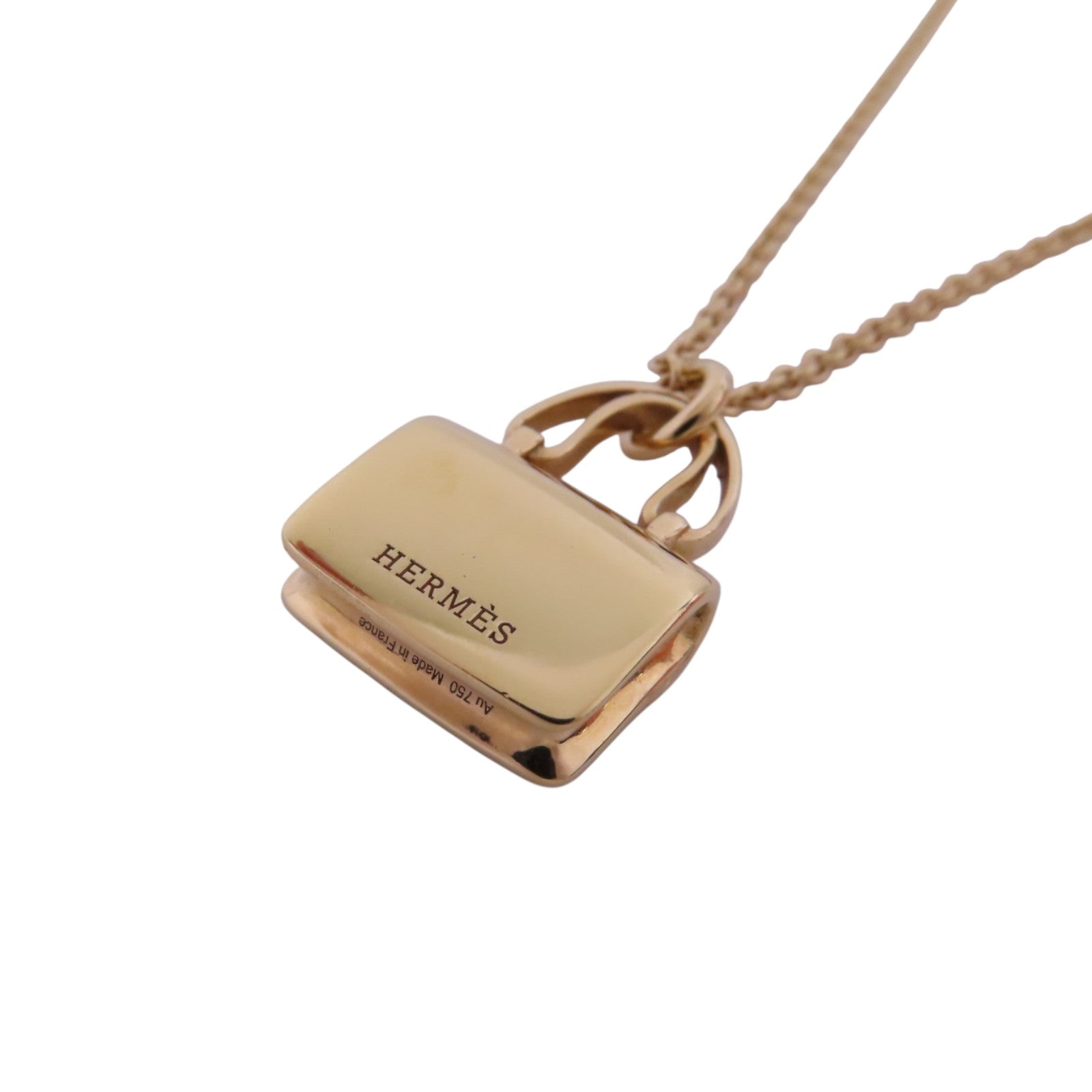HERMES GHW Amulettes Constance Diamond Necklace 18K Rose Gold