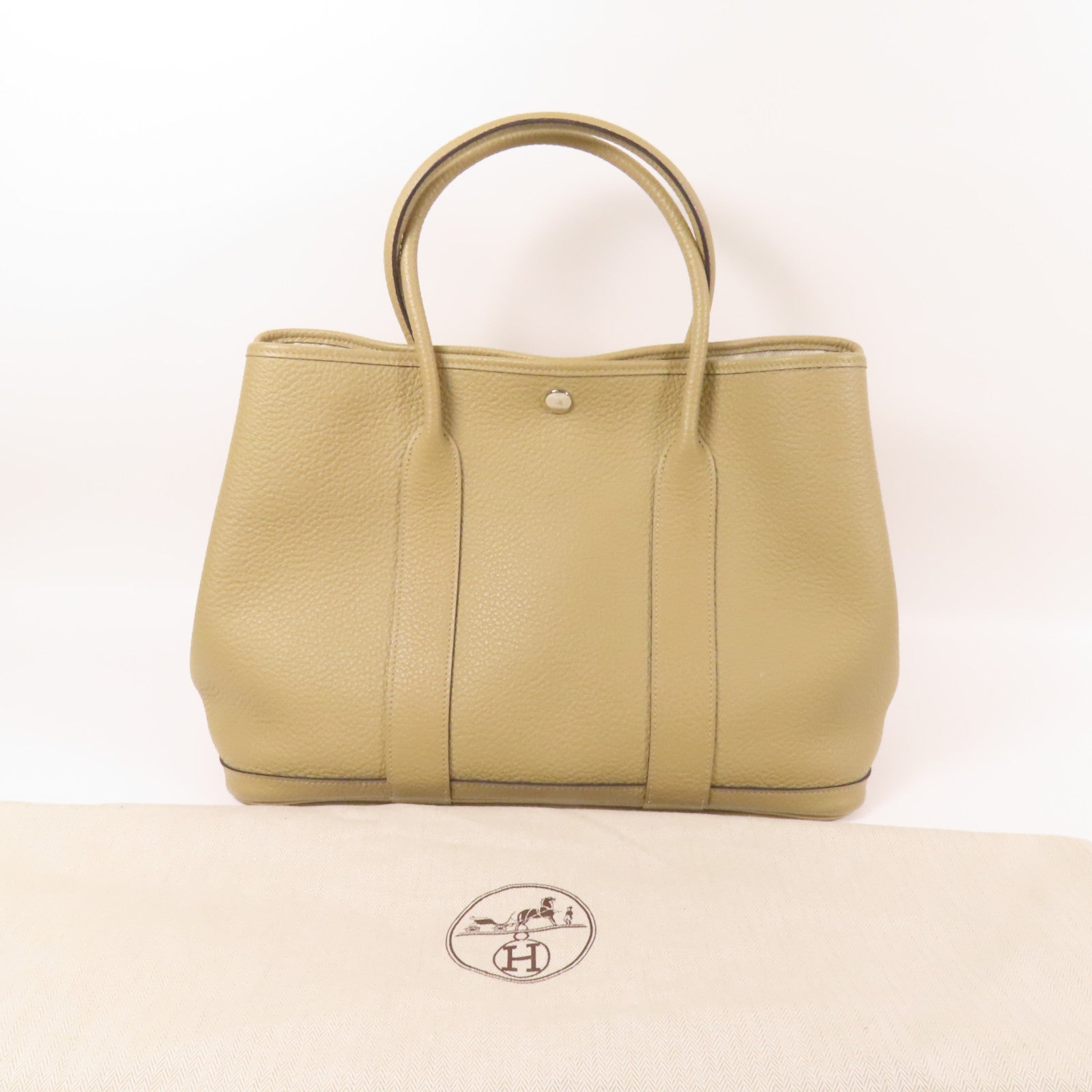 HERMES Negonda皮革Garden Party PM銀扣手挽袋Trench