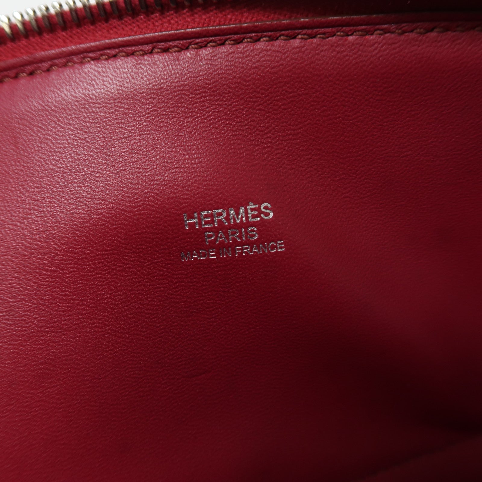HERMES 【激減優惠】Clemence皮革Bolide 31銀扣手挽肩背兩用袋紅色