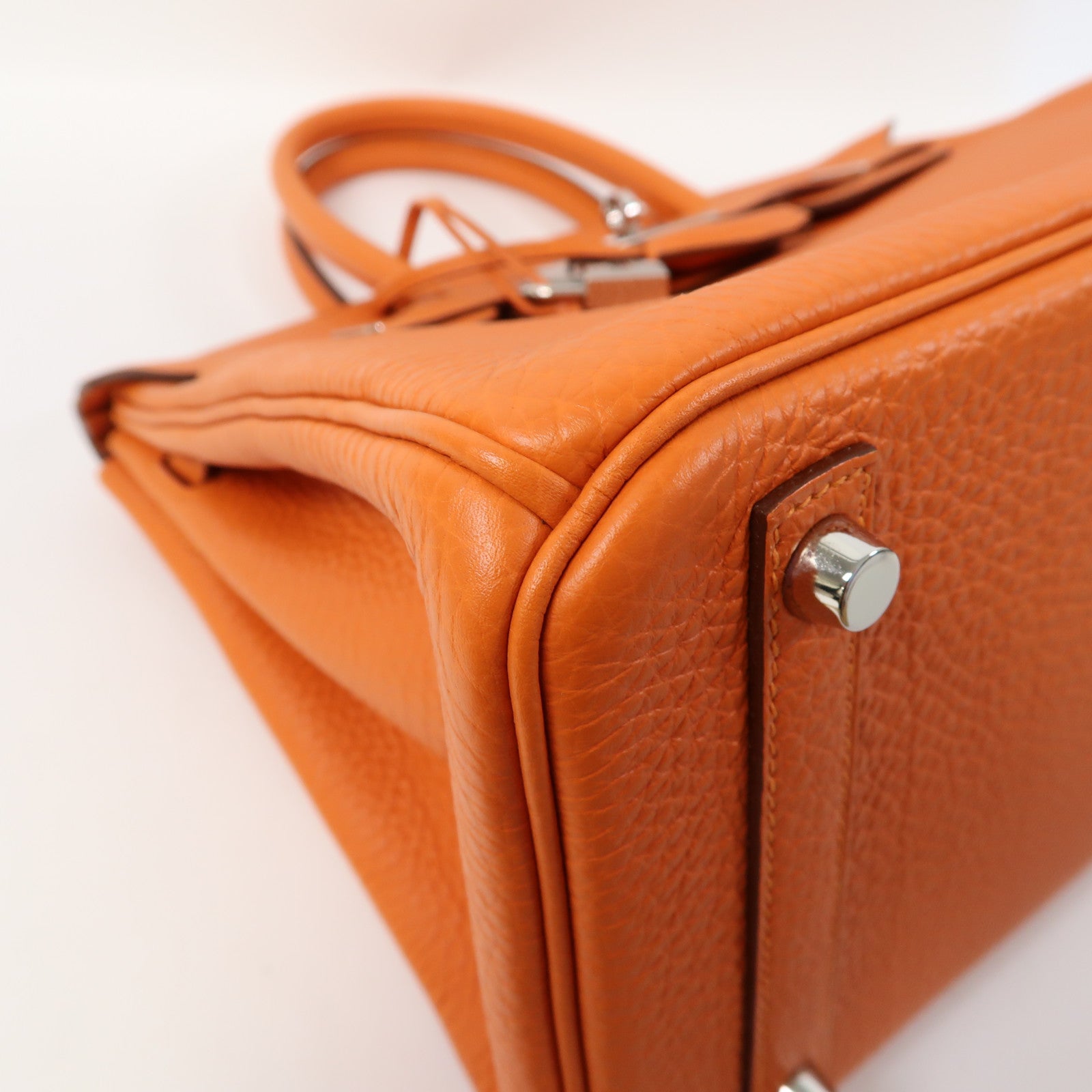 HERMES Togo皮革Birkin 30銀扣手挽袋橙色