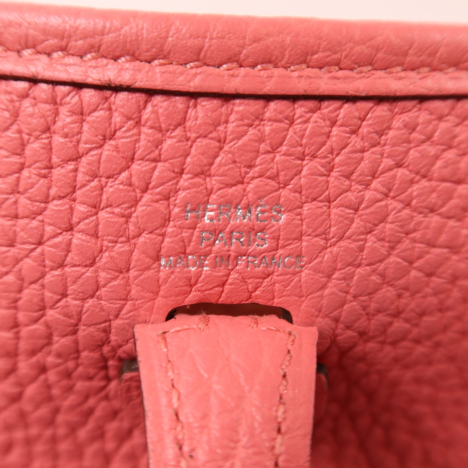 HERMES Clemence皮革Evelyne TPM銀扣肩背袋Rose Azalee