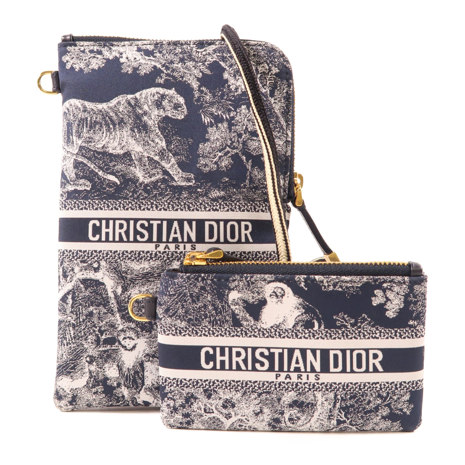 Dior 尼龍Shoulder Bag金扣肩背袋深藍色/白色