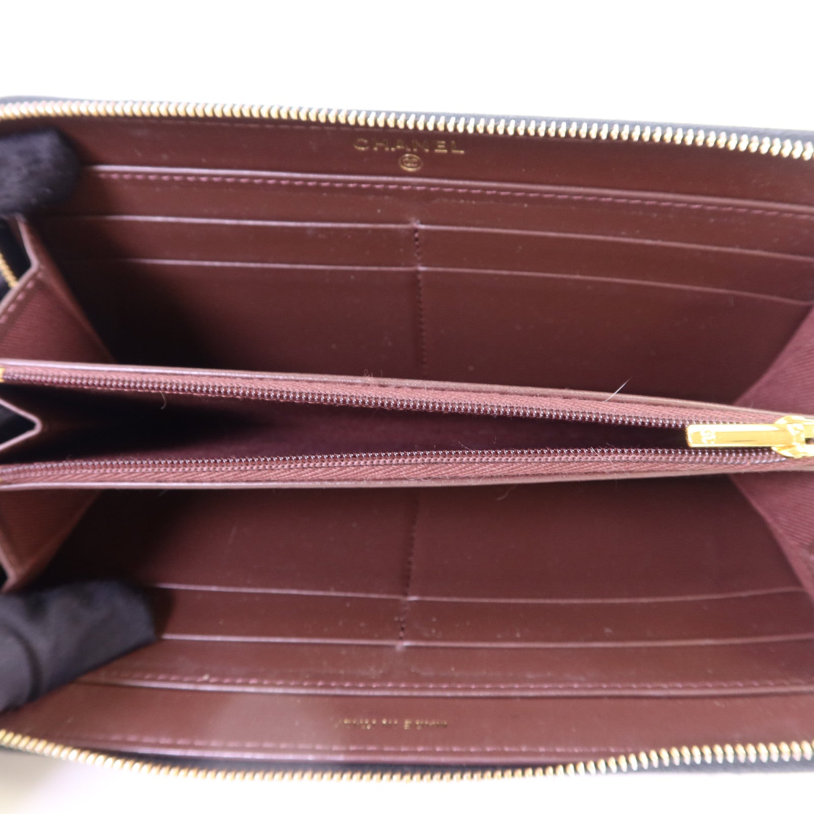 CHANEL 牛皮皮革Zipper Long Round Wallet金扣長錢包