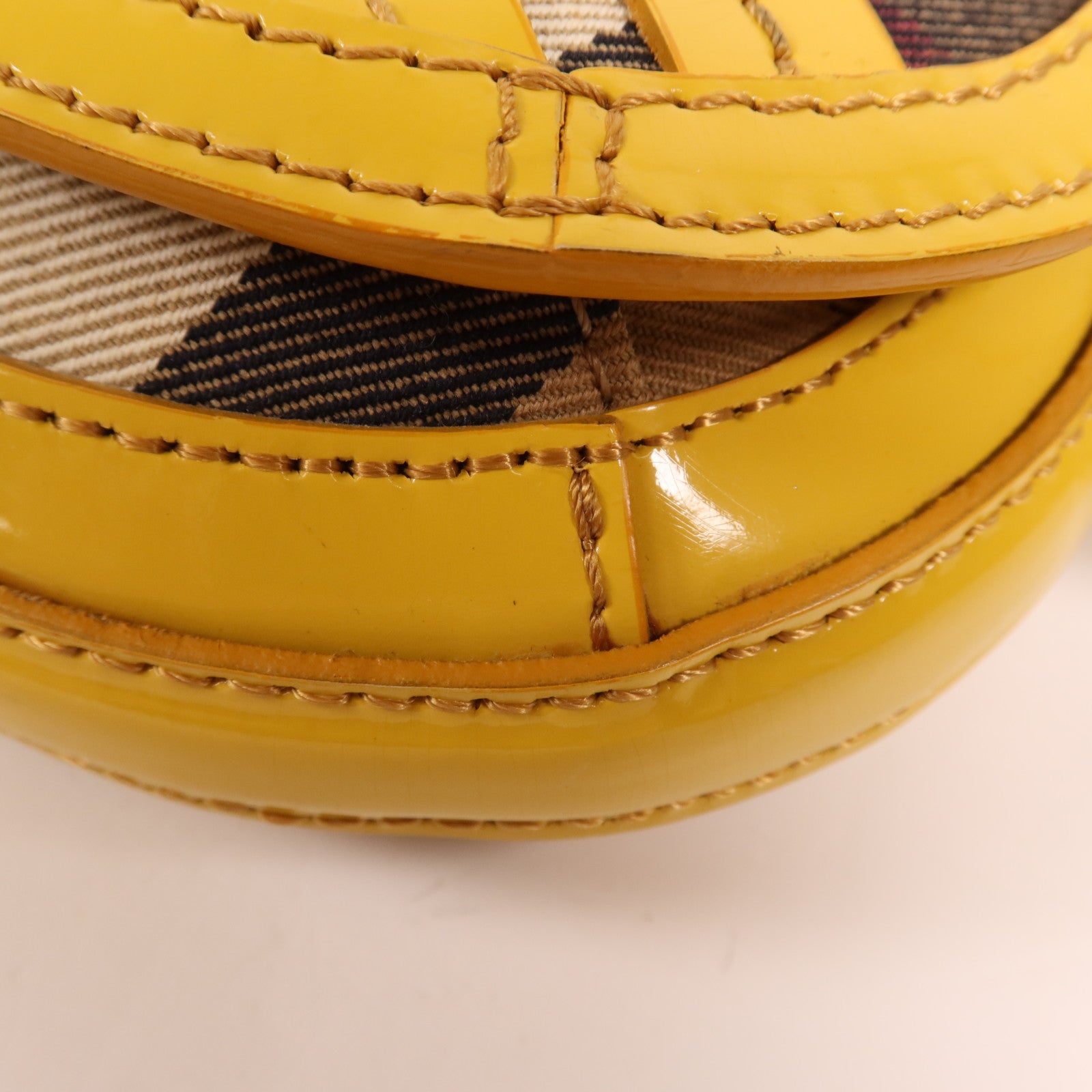 BURBERRY 帆布/皮革Patent Lilford Check金扣肩背袋