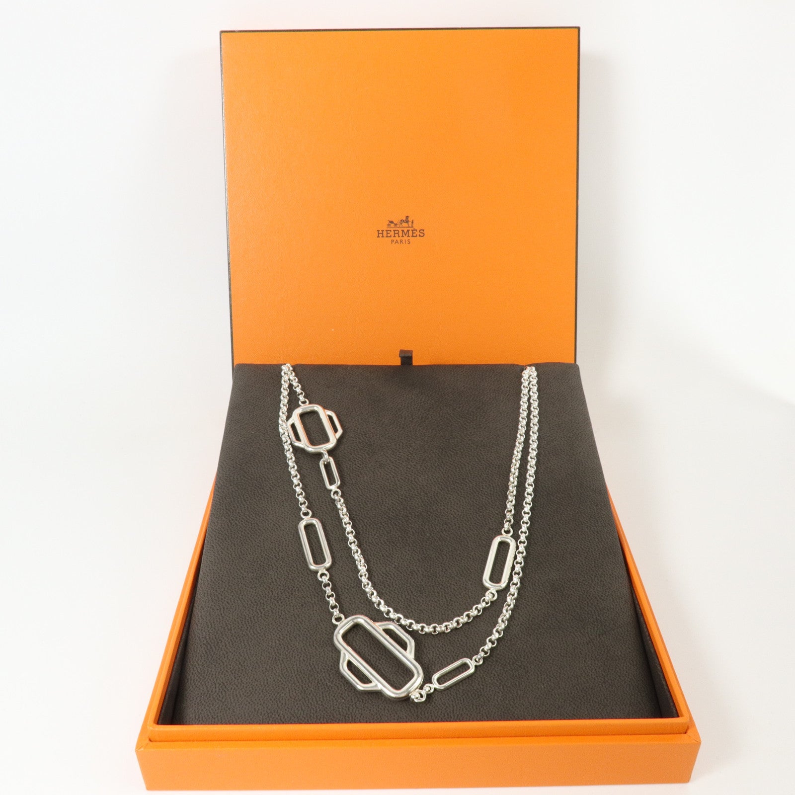 HERMES 925純銀Sautoir Attelage 120 Necklace項鏈