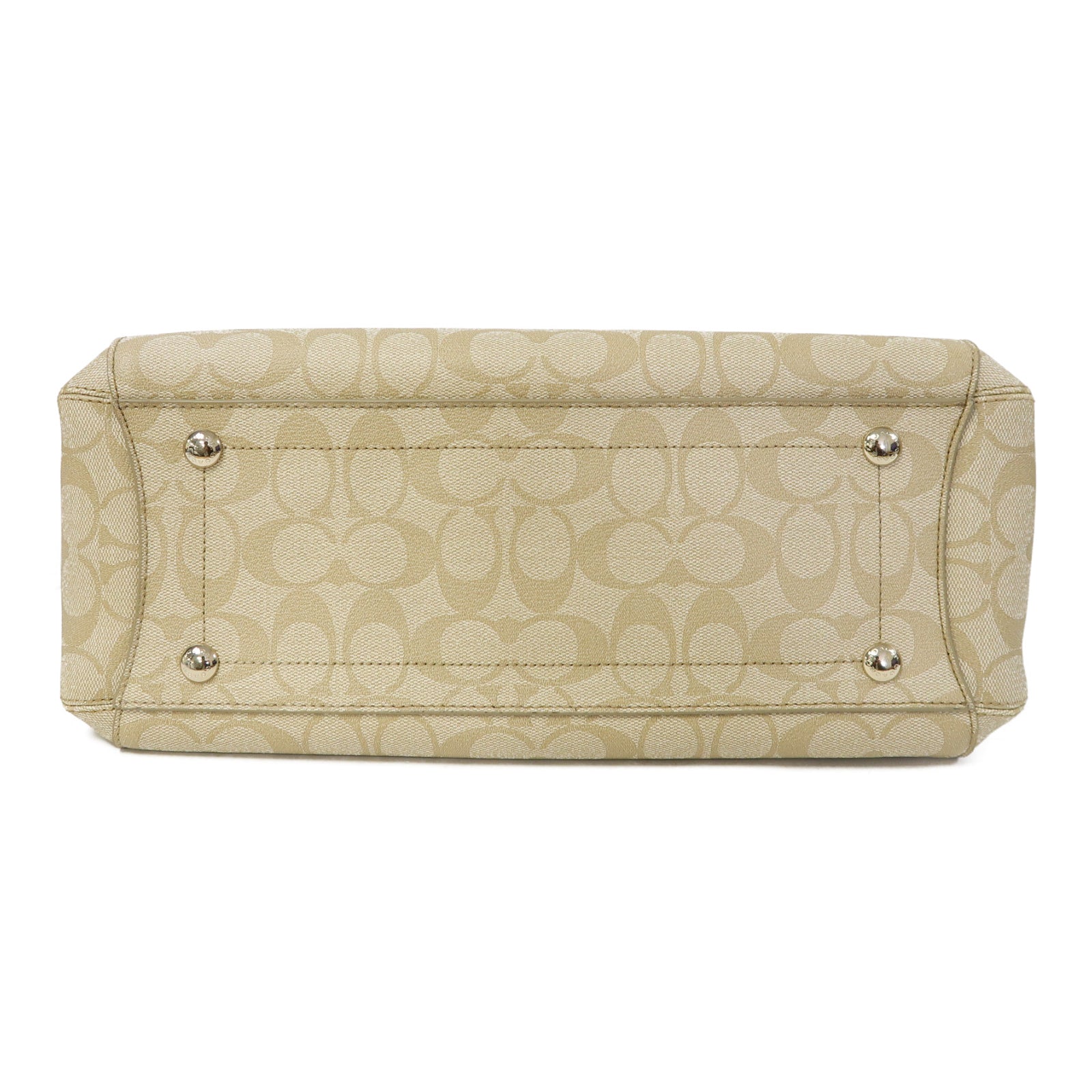 COACH 塗層帆布Margot Carryall金扣手挽肩背兩用袋米色