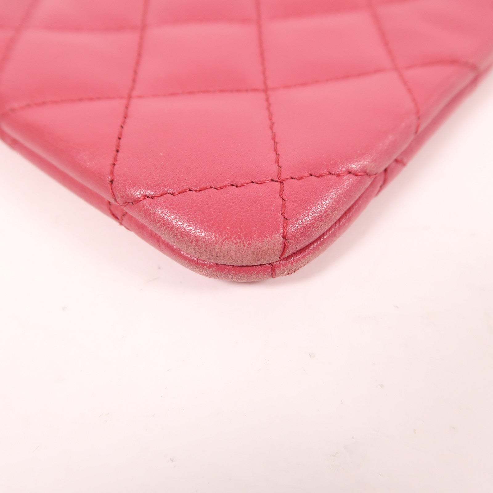 CHANEL 羊皮皮革Pouch Wallet銀扣錢包