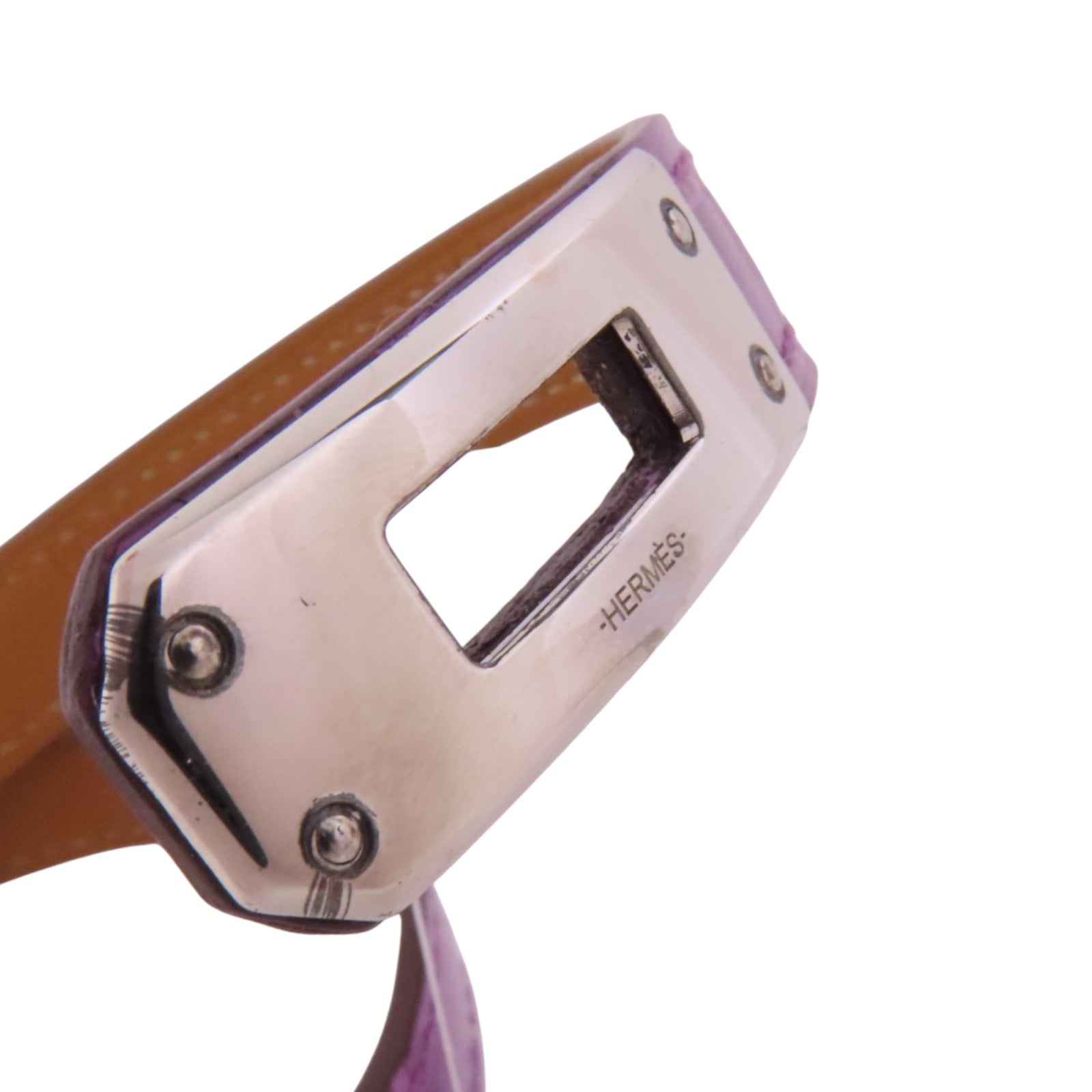 HERMES 鱷魚皮革Kelly Bracelet銀扣手鏈