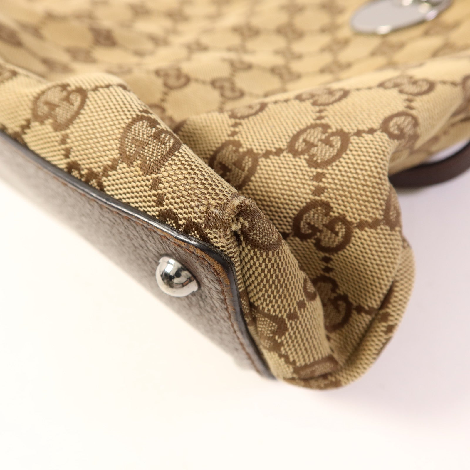 GUCCI 帆布Shoulder Bag銀扣肩背袋