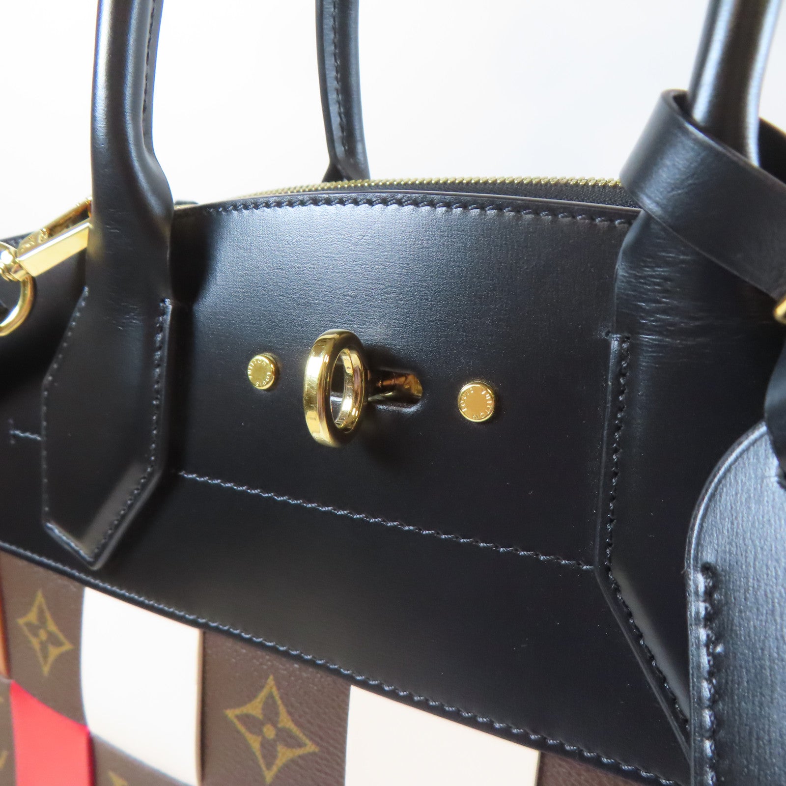 LOUIS VUITTON Monogram City Steamer MM金扣手挽肩背兩用袋黑色/啡色/紅色