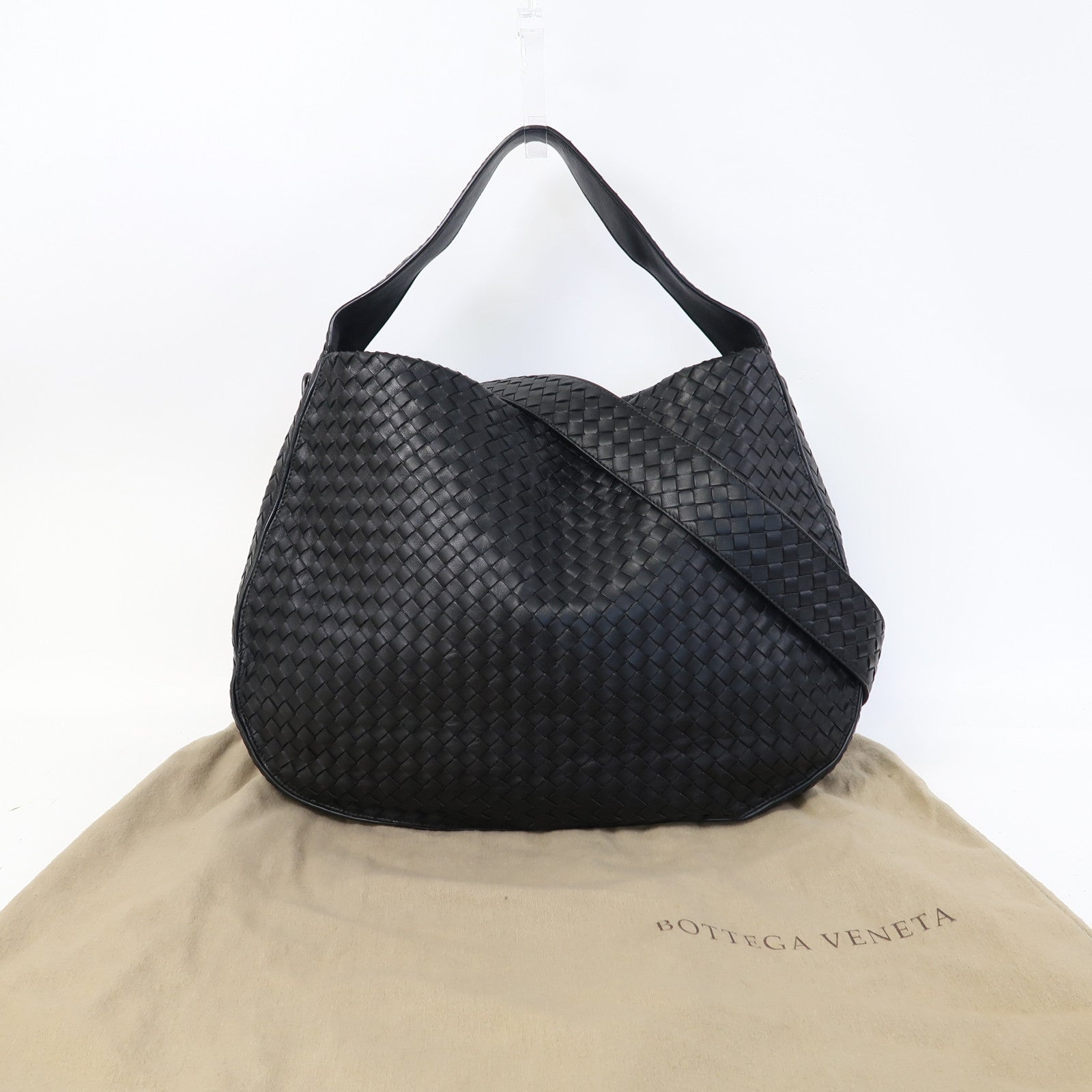 BOTTEGA VENETA 織紋羊皮皮革Shoulder Bag肩背袋黑色