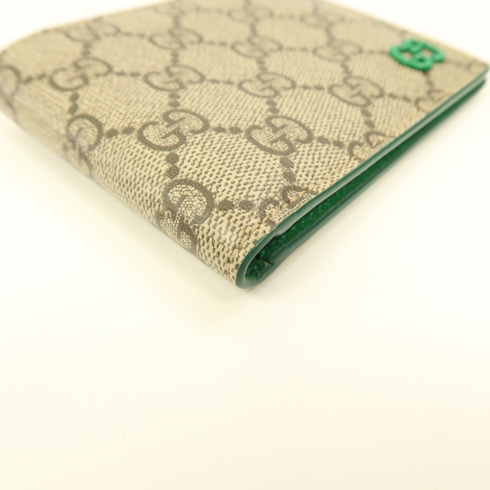 GUCCI 塗層帆布Wallet折疊錢包米色/綠色