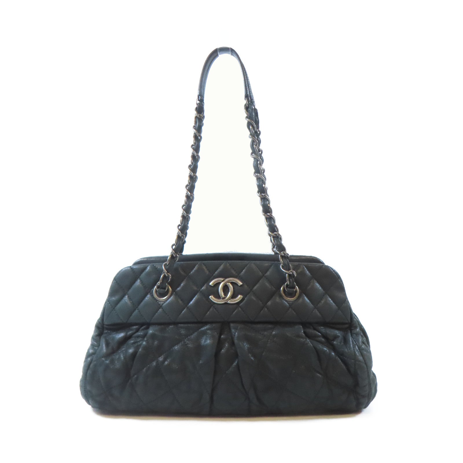 CHANEL 【激減優惠】菱格牛皮皮革Chain Shoulder Bag鏈帶肩背袋深綠色