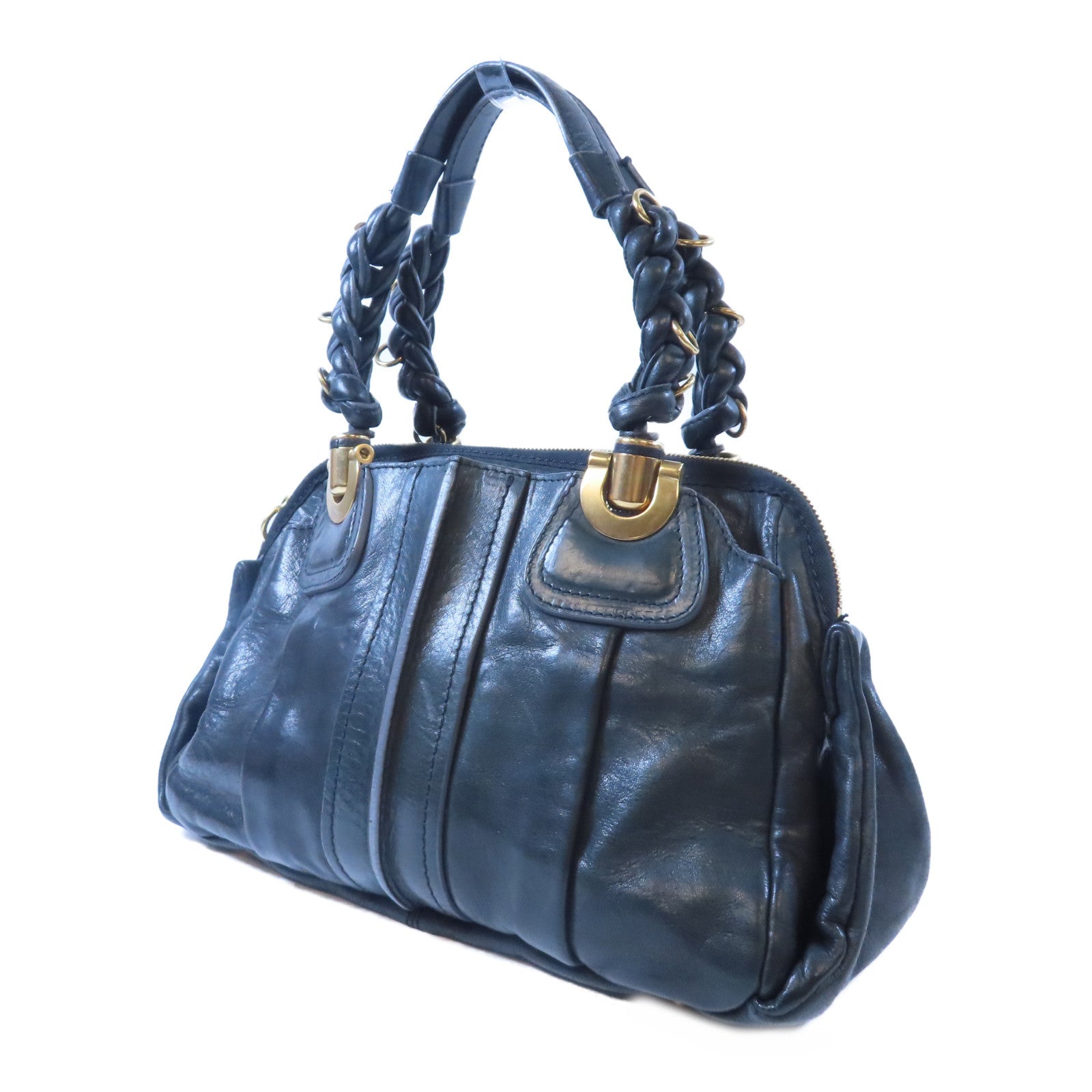 Chloe 牛皮皮革Shoulder Bag金扣肩背袋黑色