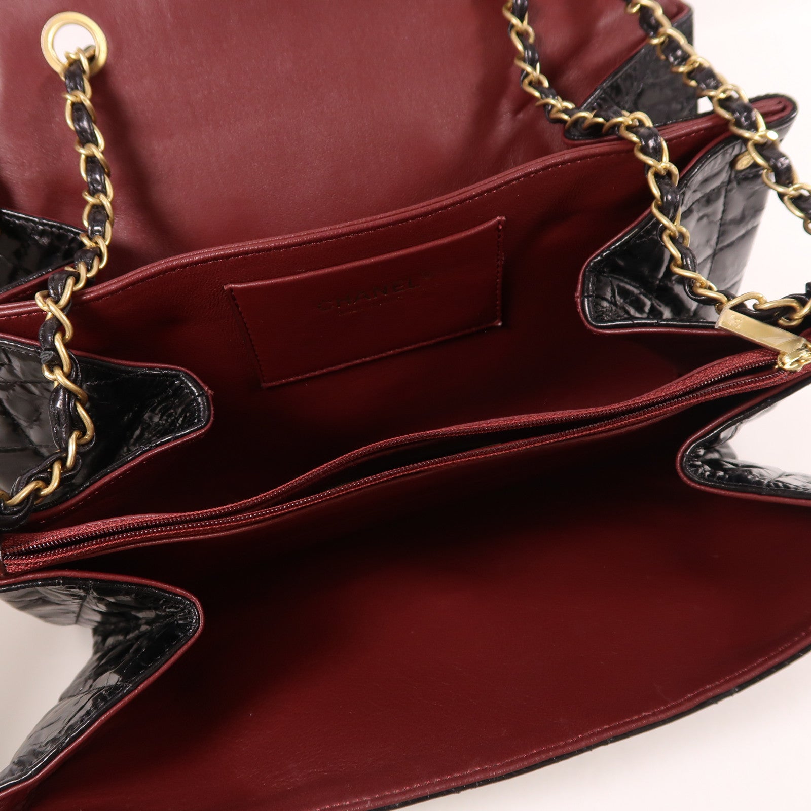 CHANEL 牛皮皮革Chain Shoulder金扣鏈帶肩背袋