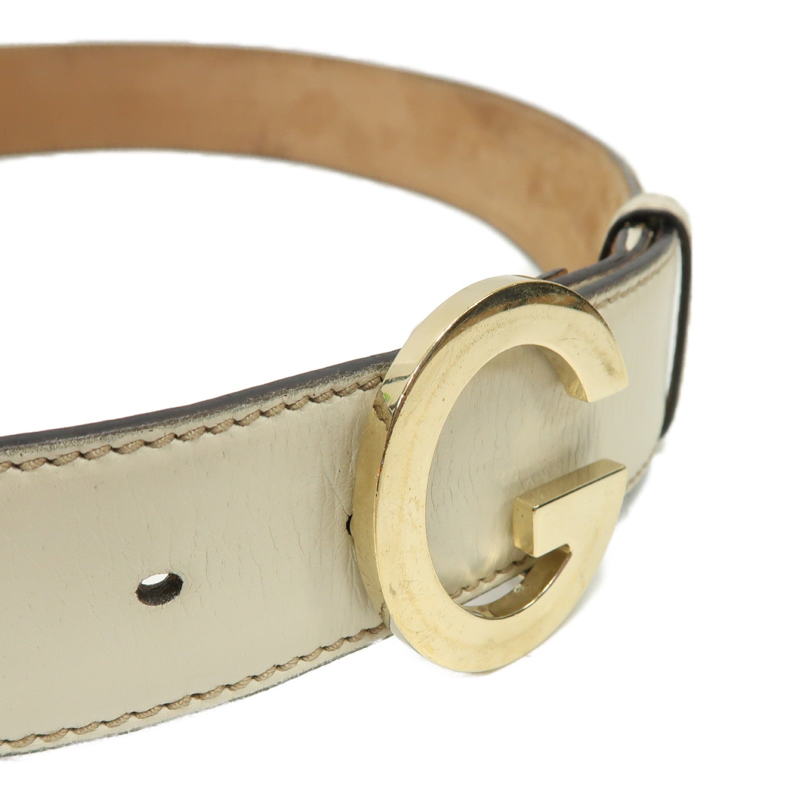 GUCCI 帆布Belt 95cm金扣皮帶啡色