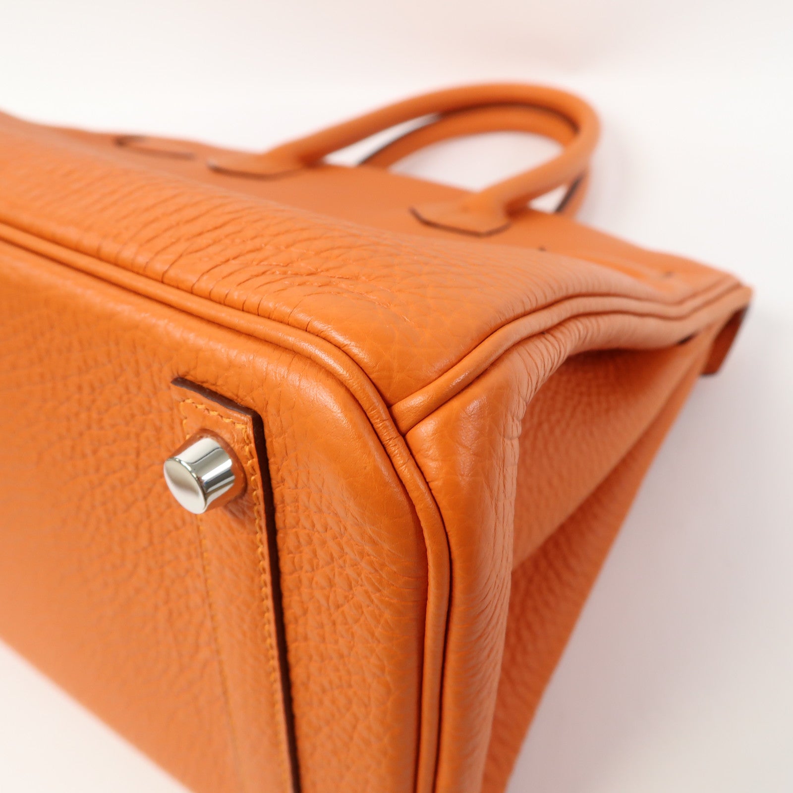HERMES Togo皮革Birkin 30銀扣手挽袋橙色