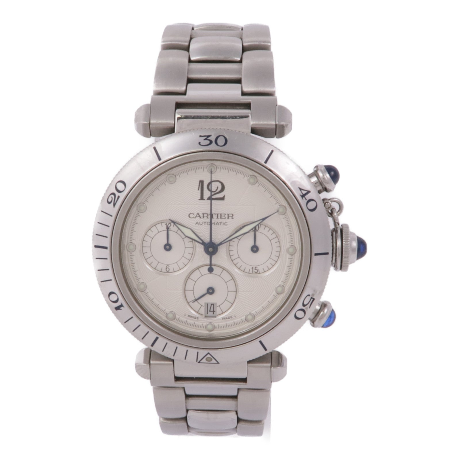 CARTIER Pasha 38mm W31030H3 Automatic Watch Stainless Steel White