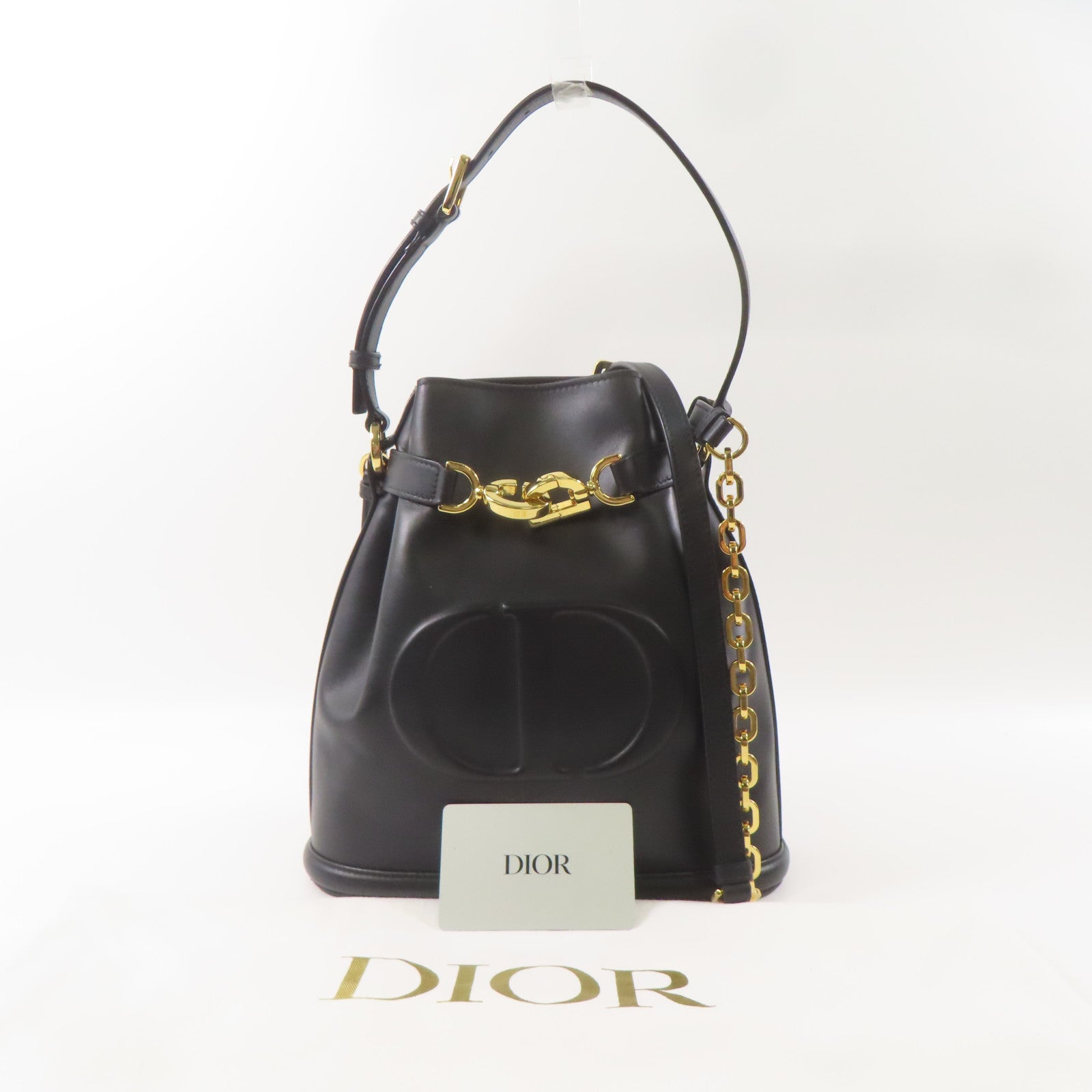 Dior 牛皮皮革C'est Dior Bag金扣手挽肩背兩用袋黑色